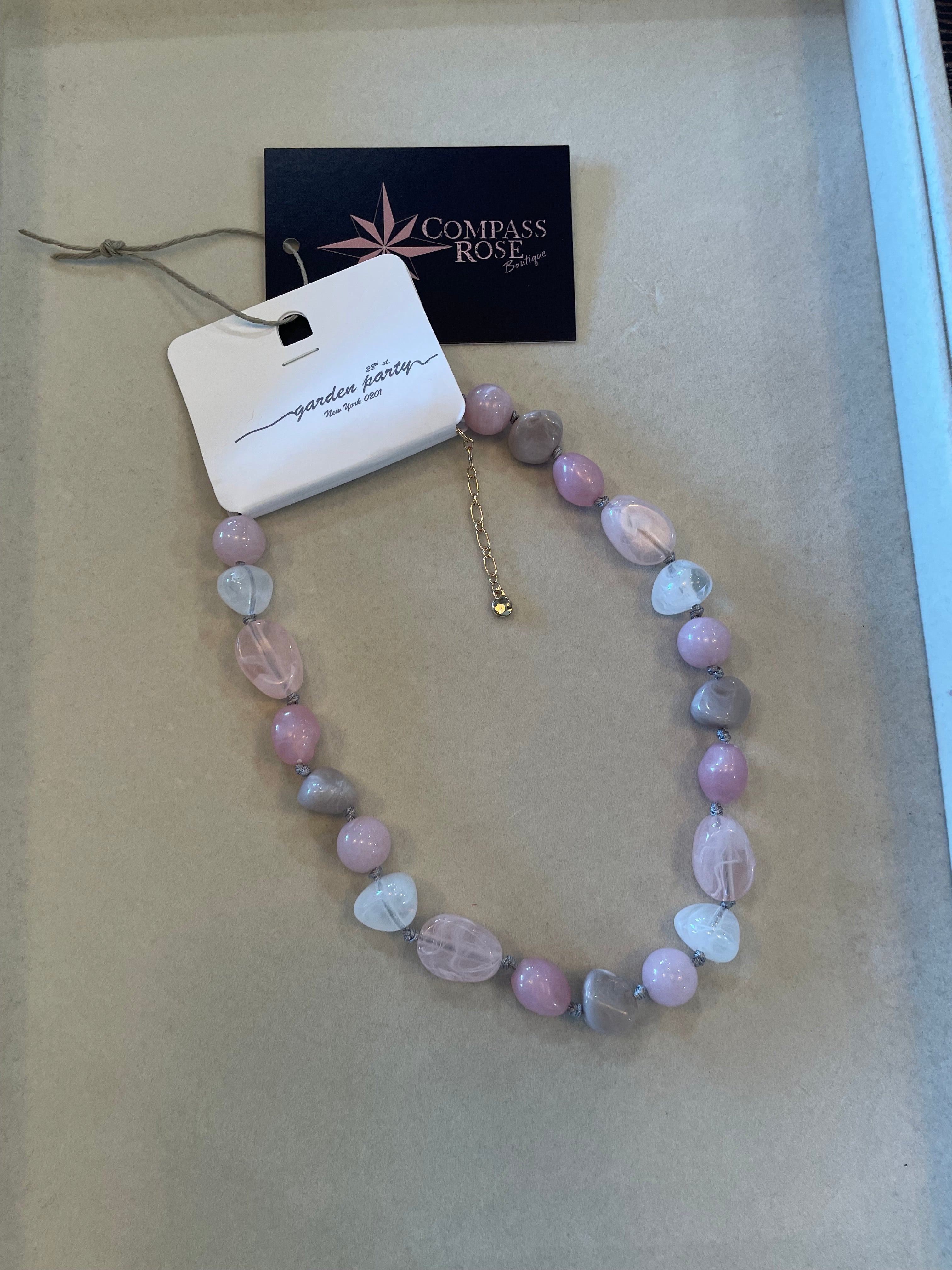 Gray and Pink Bead Necklace