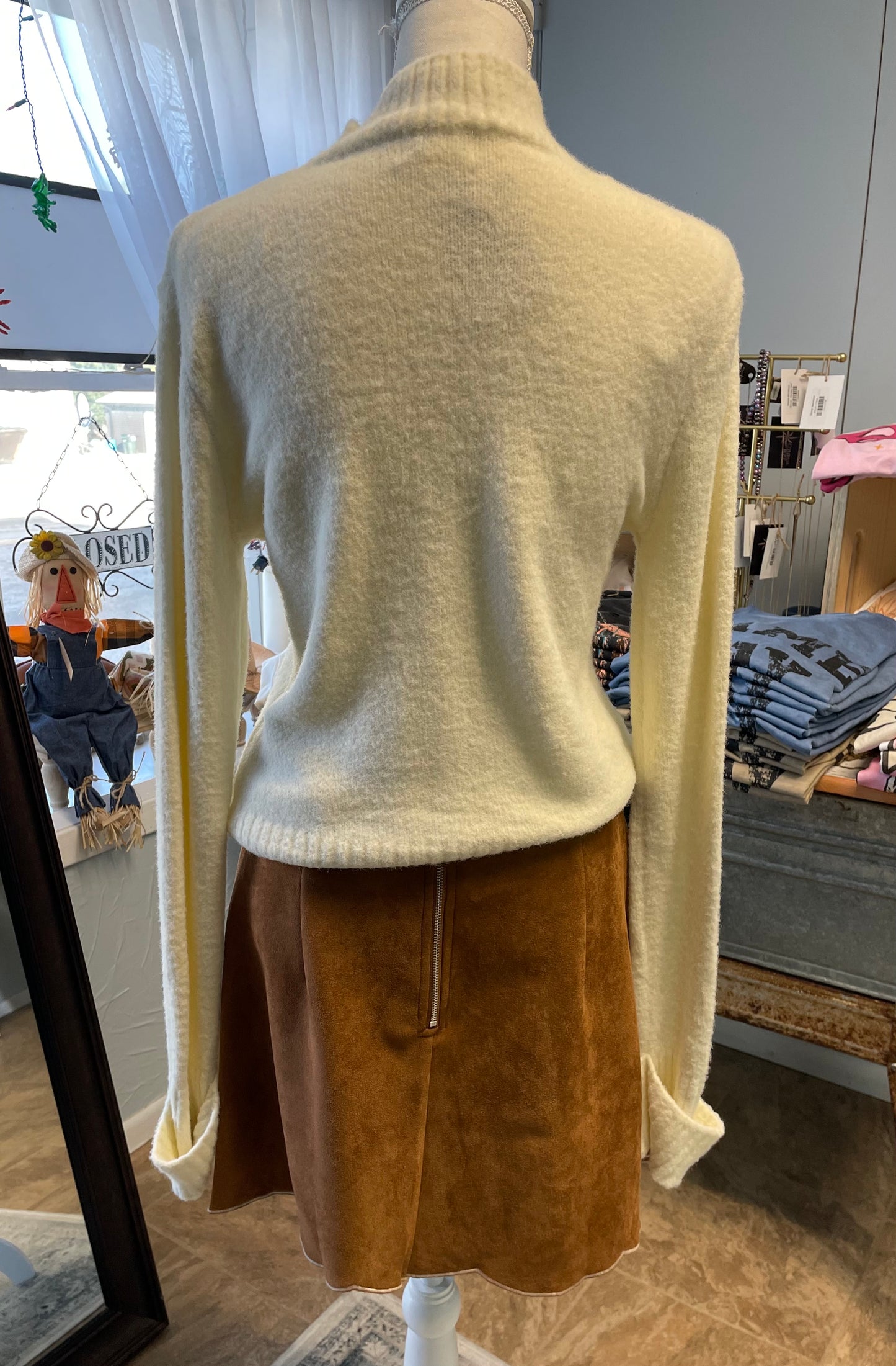 Mock Neck Cream Sweater