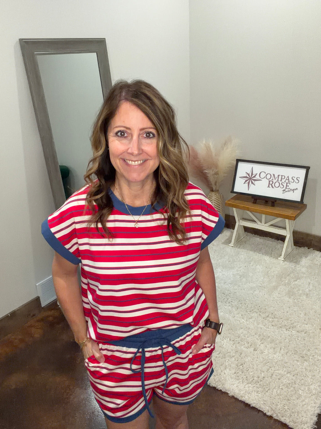 Americana Striped Short Set