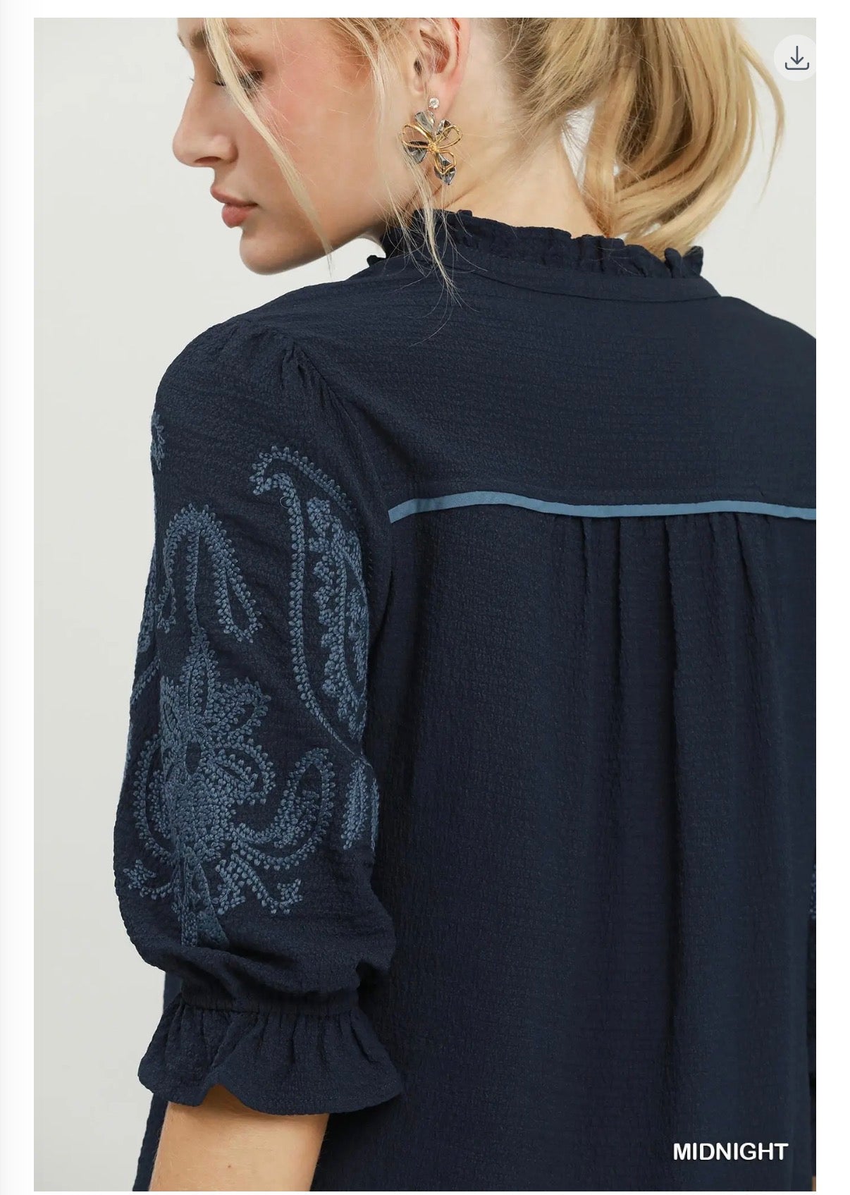 Embroidery Ruffle Top