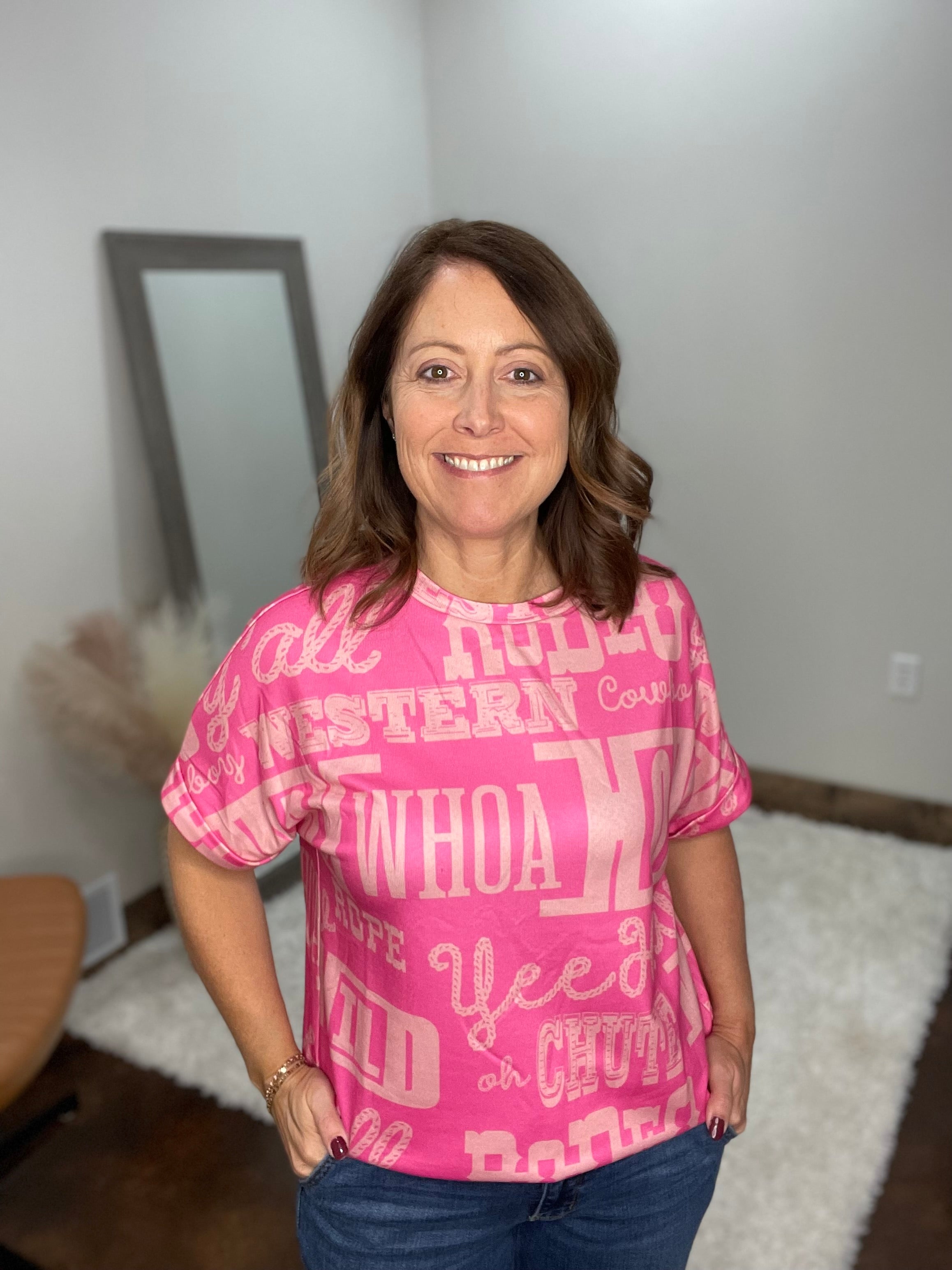 Howdy Cowboy Letter Printed Western Fashion Tee