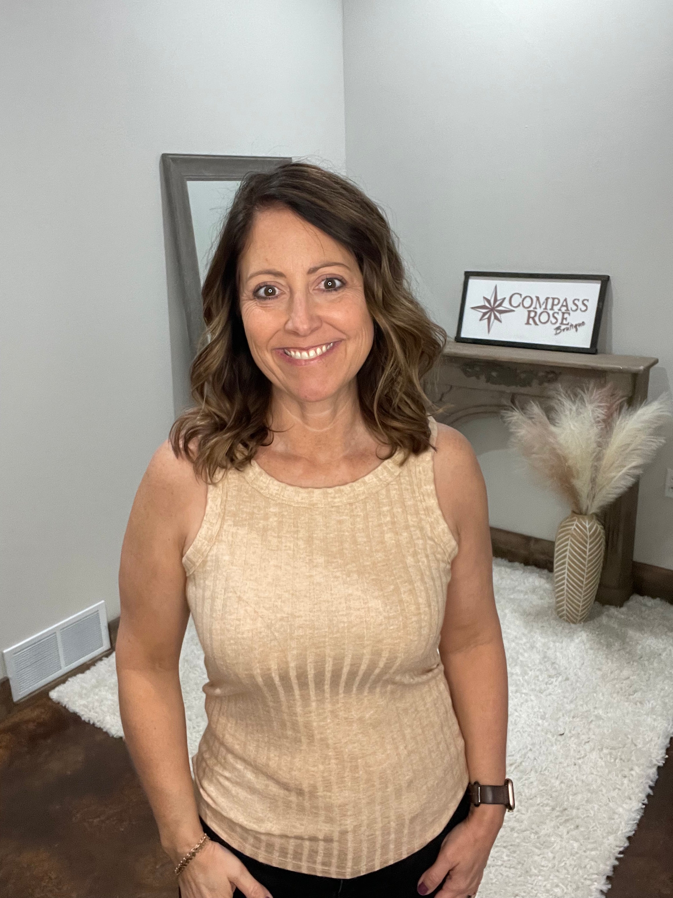 Ribbed Scoop Neck Sleeveless Top