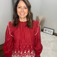 Embroidered Eyelet Ruffled Top