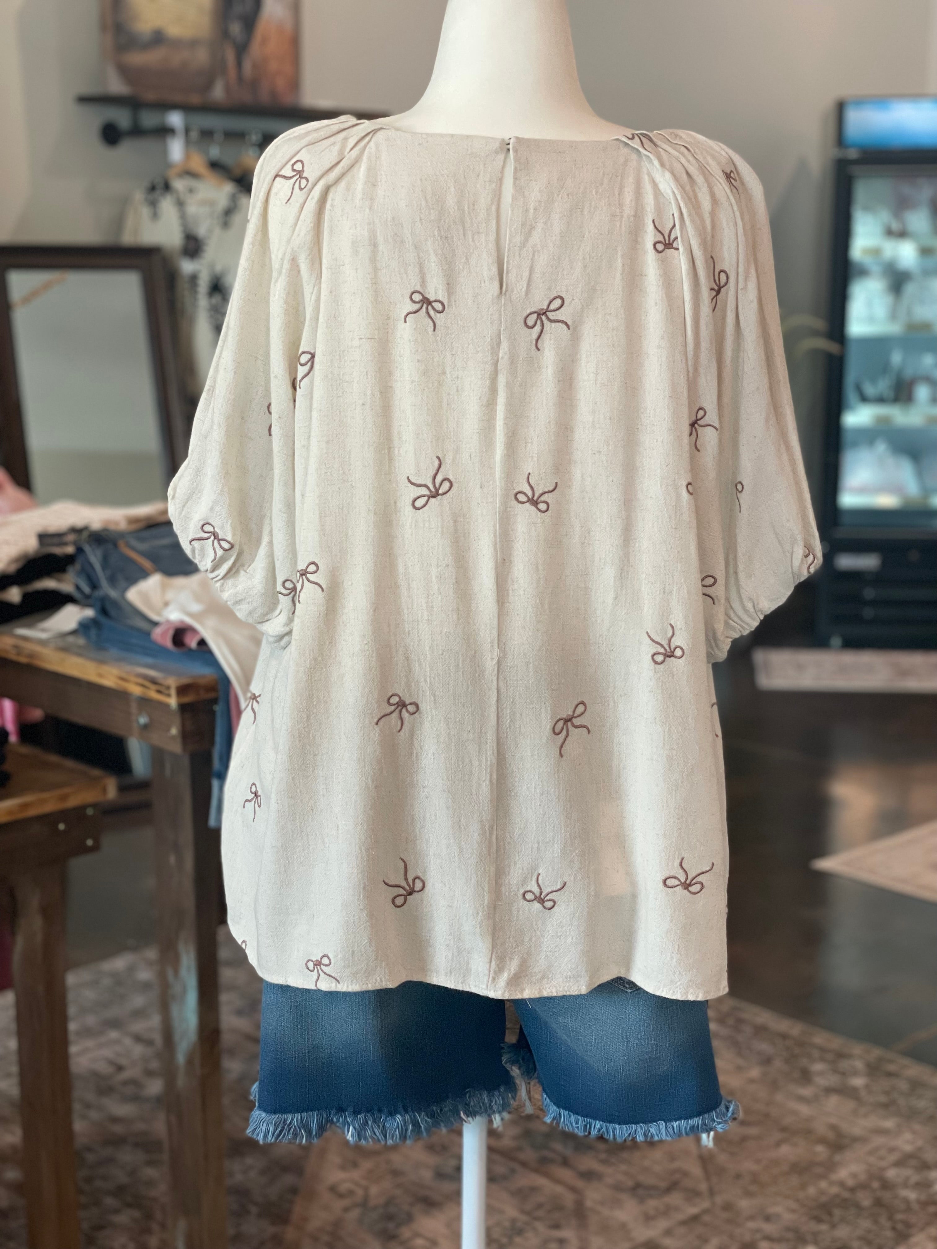 Linen Blend Ribbon Top