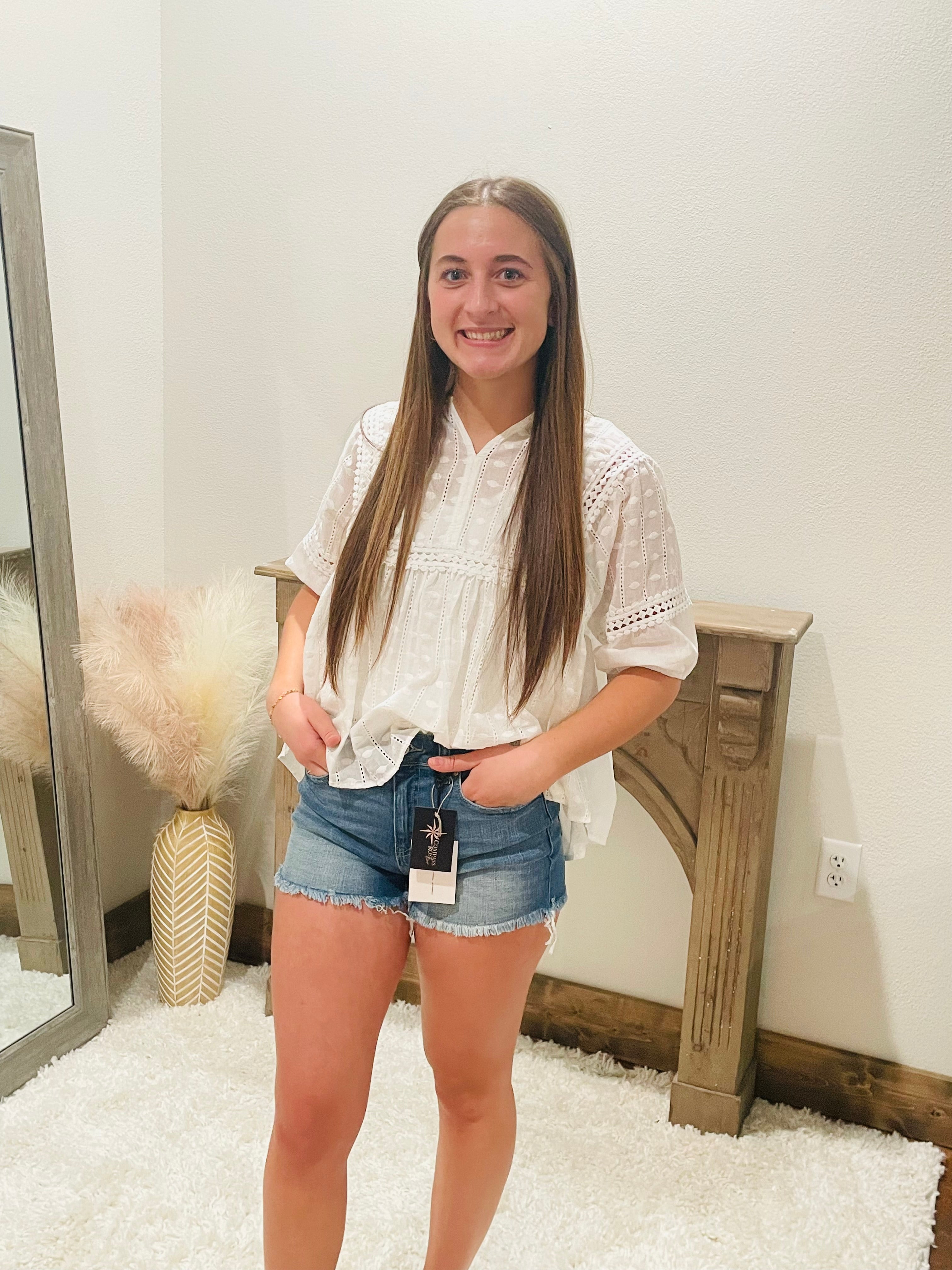 Crochet Half Sleeve Babydoll Top