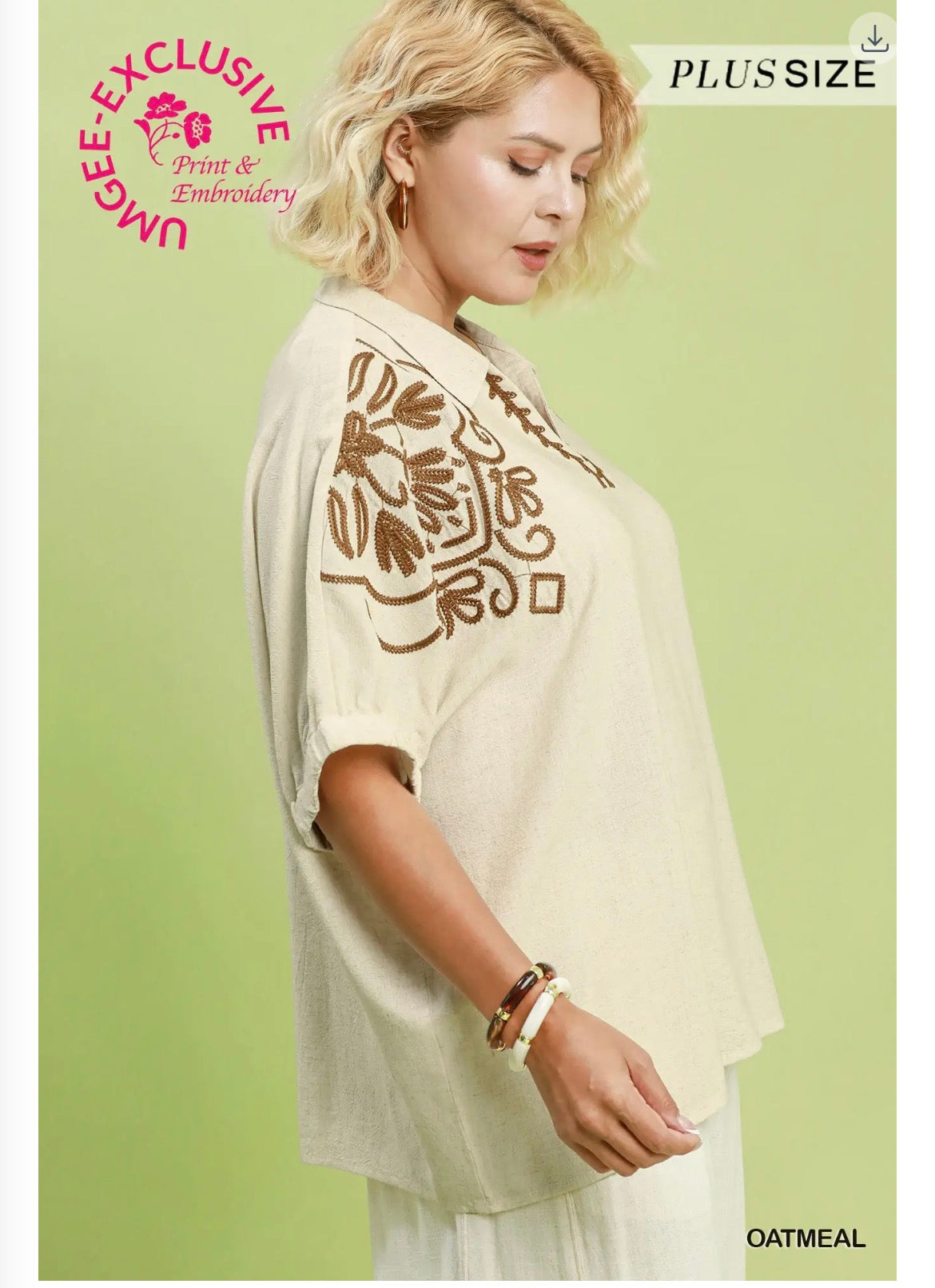 Embroidered Sleeve Top