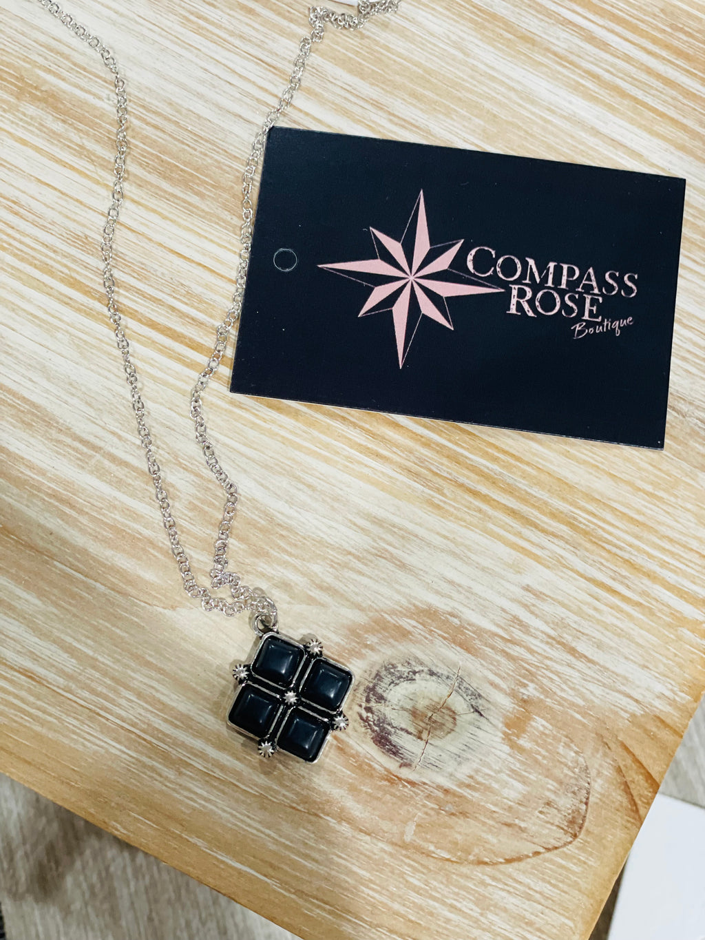 Square Pendant Stone Necklace
