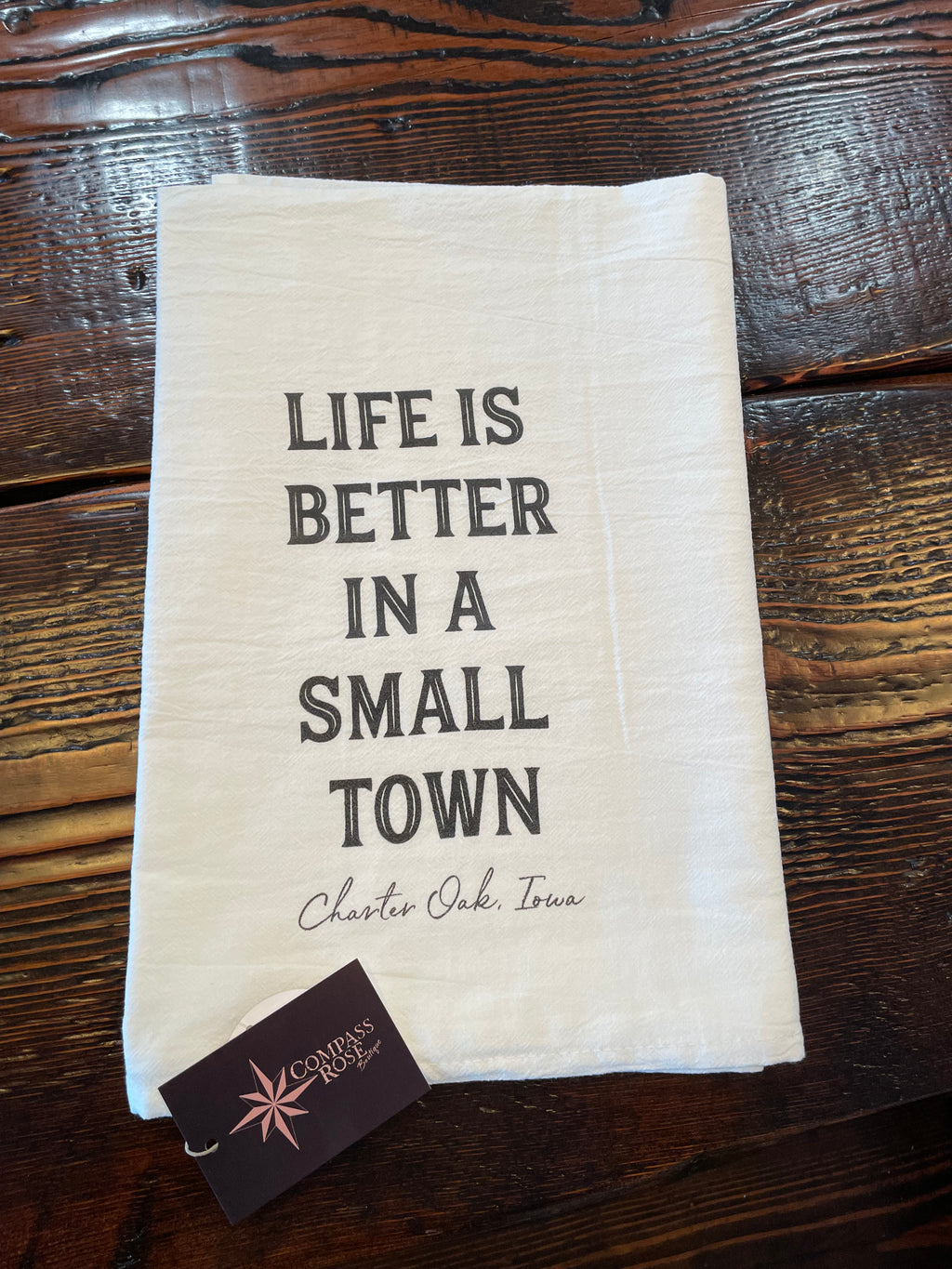 Life is Better Small Town Cotton Tea Towel