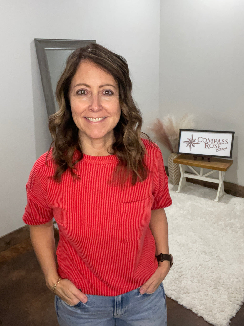 Raised Rib Exposed Seam Top