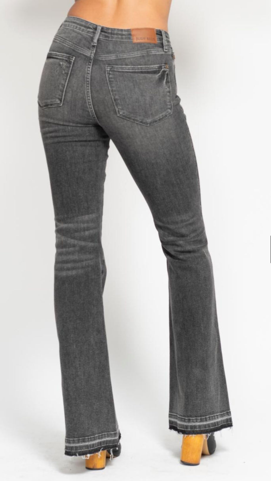 Judy Blue MR Tummy Control Washed Gray Release Hem Flare