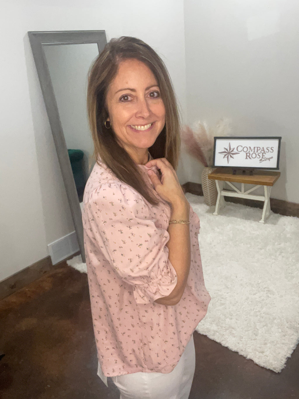 Ruffle Embellished Floral Shirt