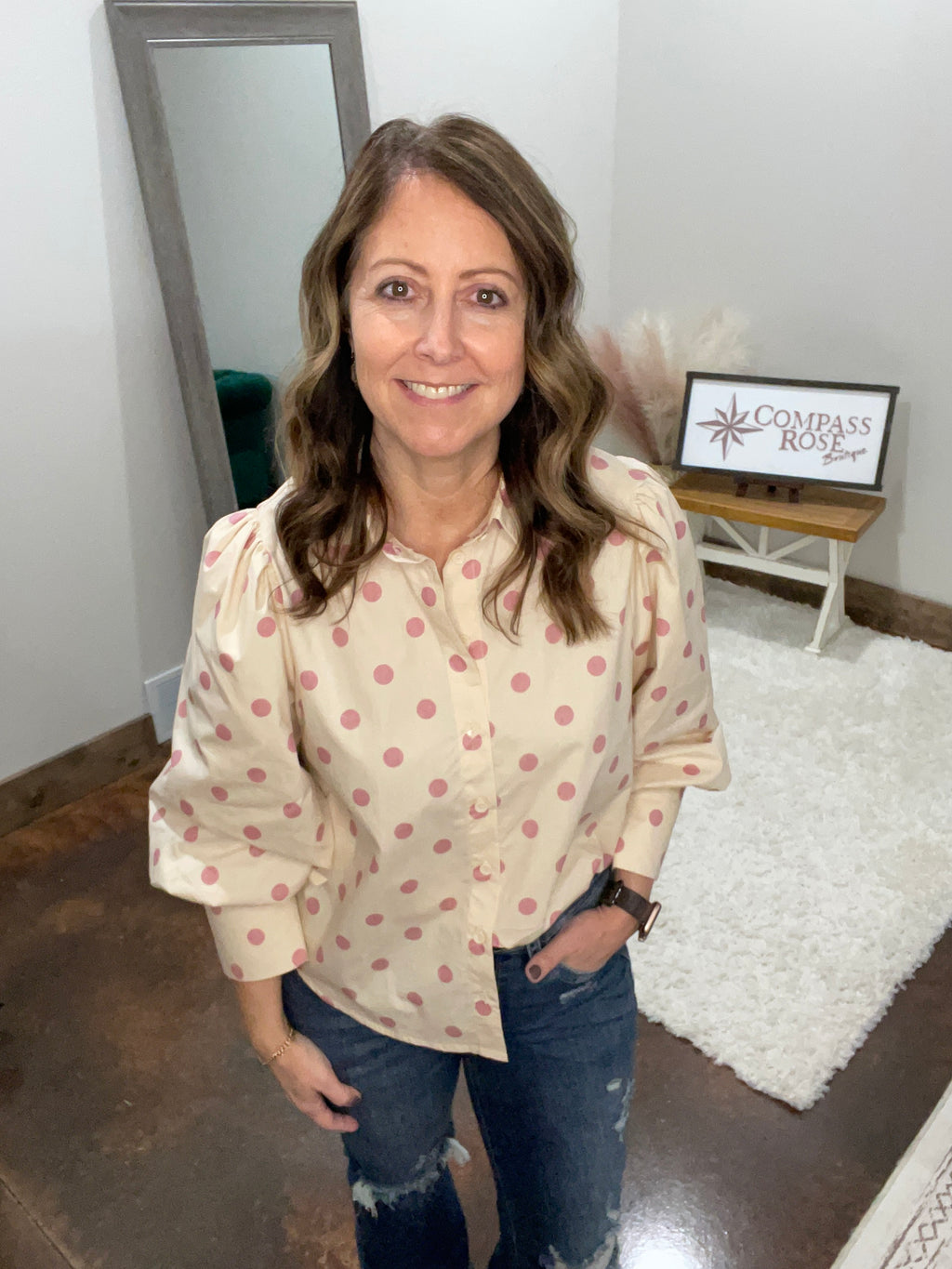 Playful Polka Dot Puff Sleeve Top