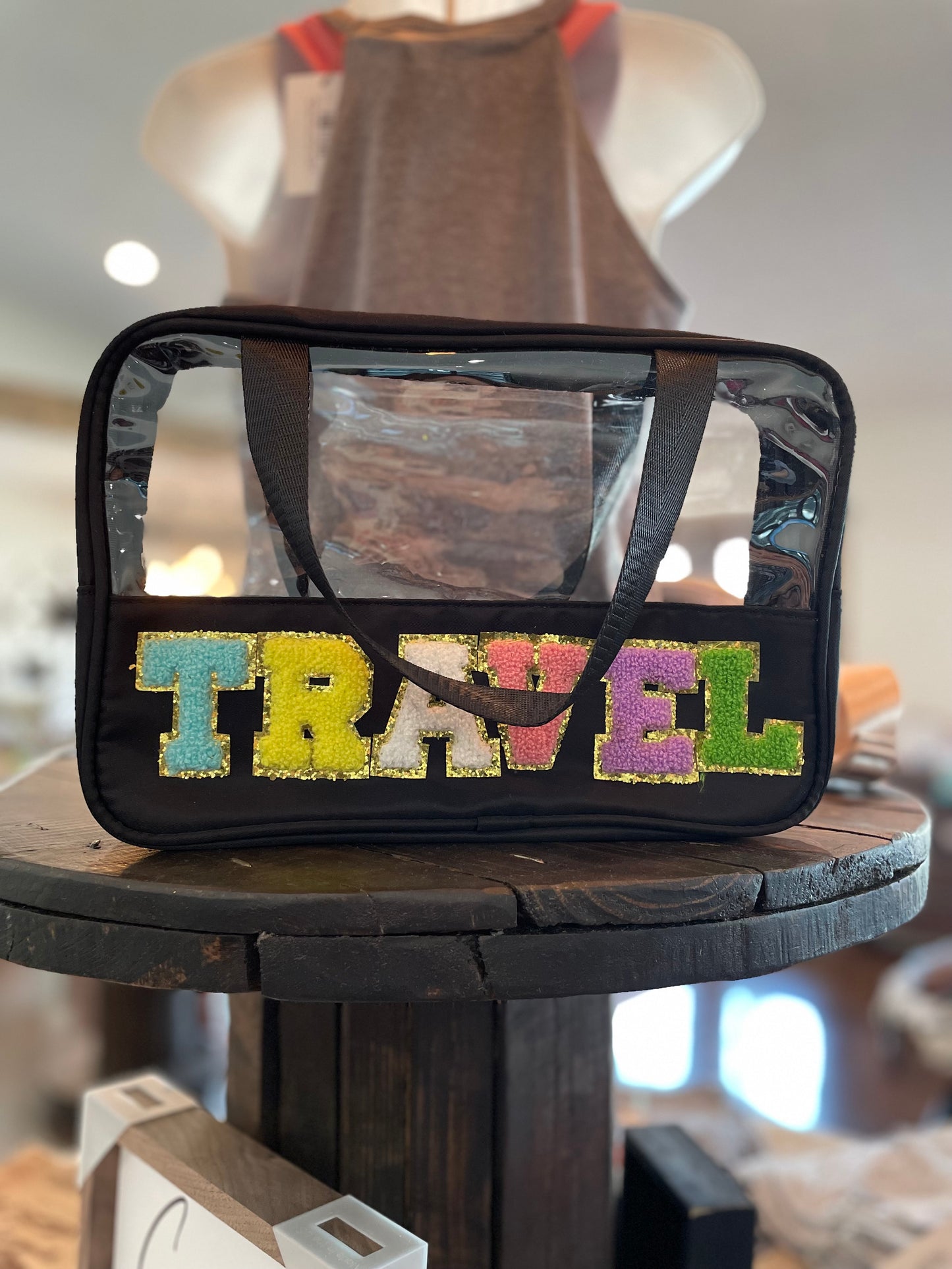 Travel Chenille Letter Clear Bag