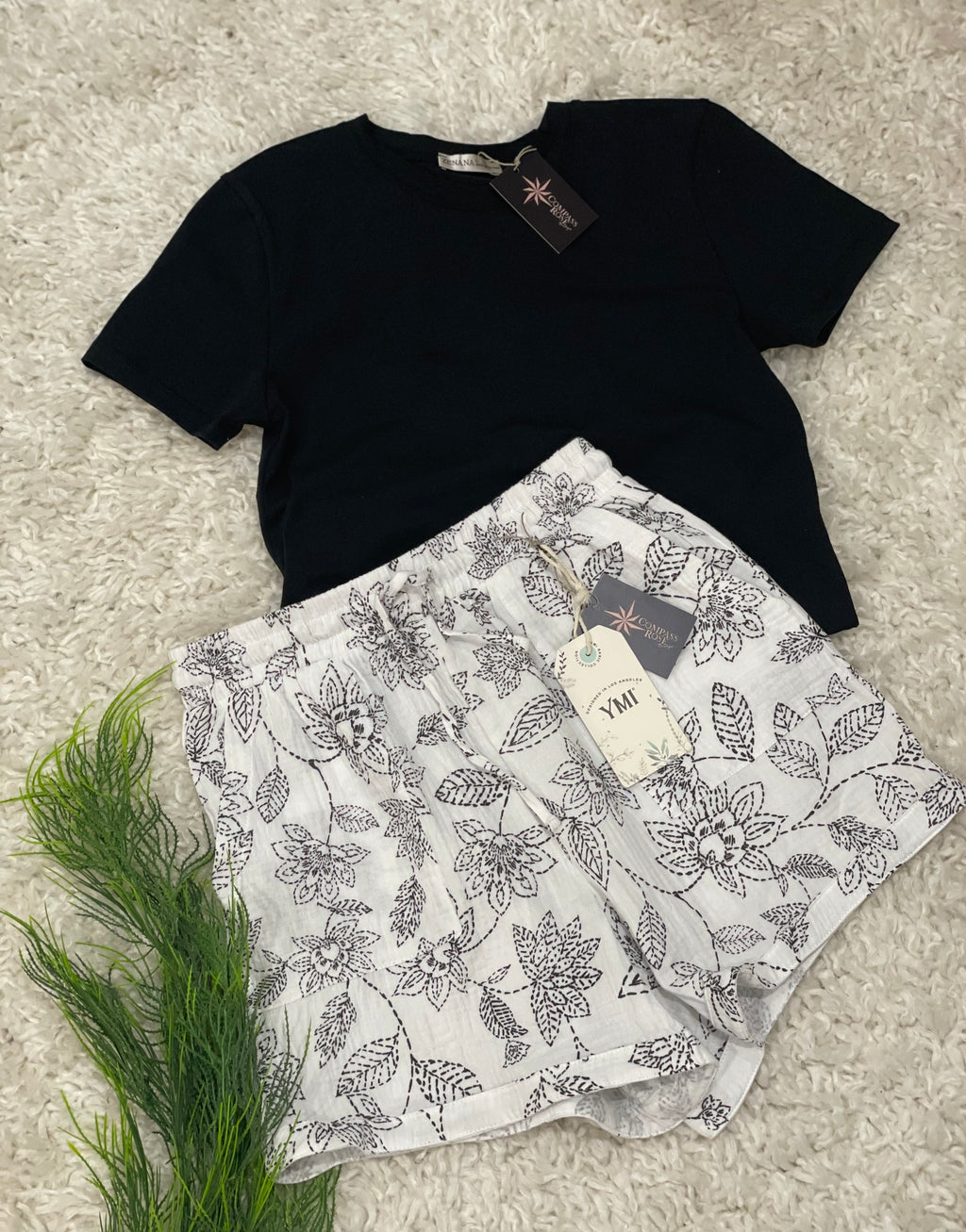 Double Gauze Drawstring Banded Hem Shorts