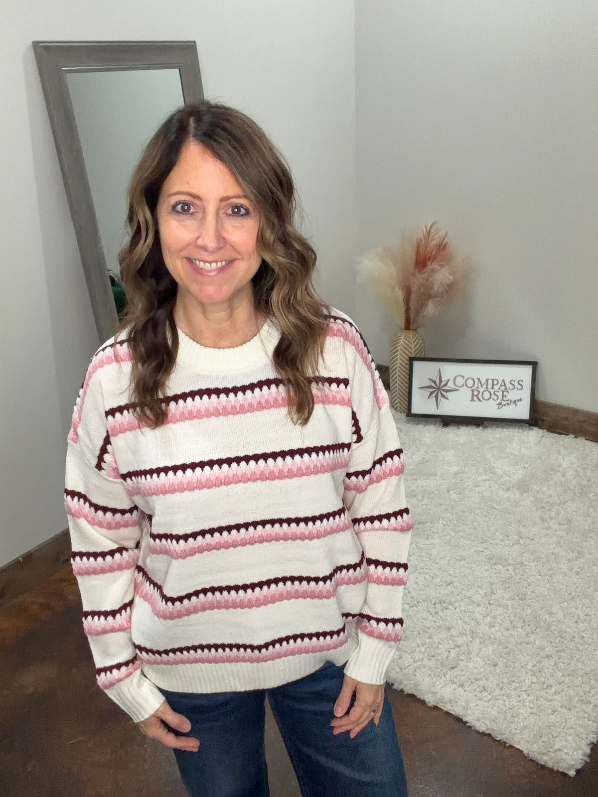 Honeycomb Multi-Striped Sweater