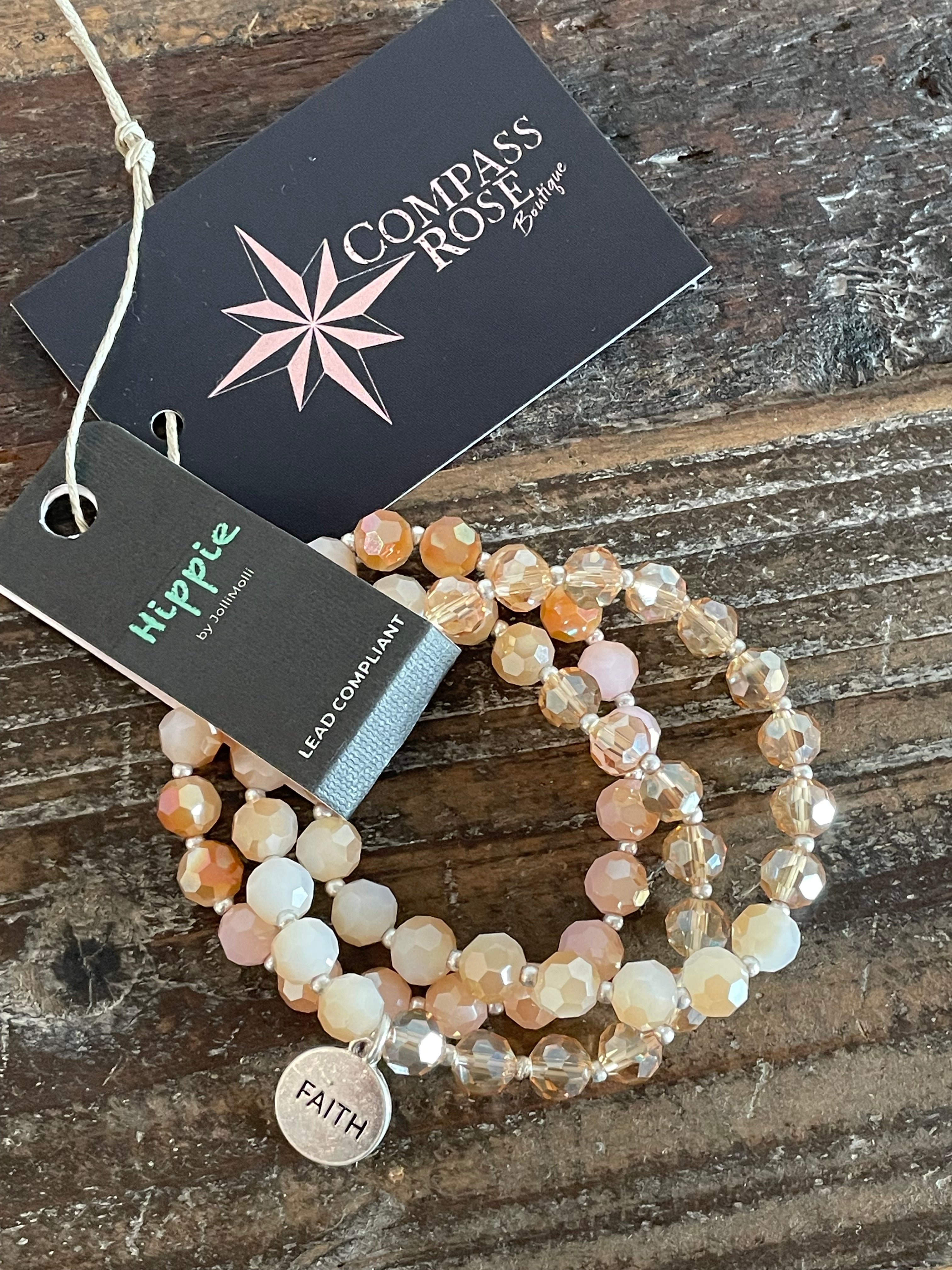 Faith Charm Bead Bracelet Set