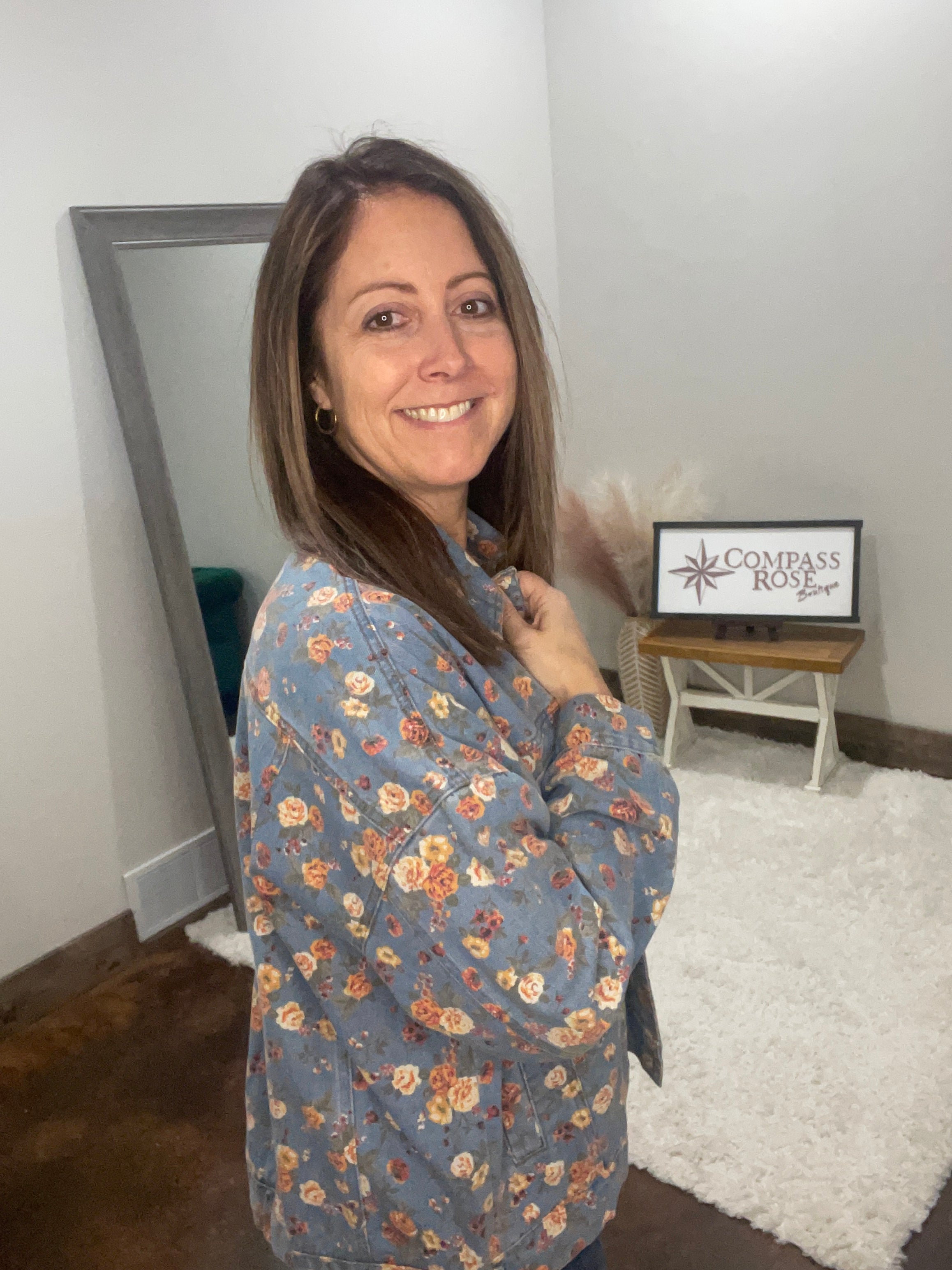 Twill Floral Denim Jacket