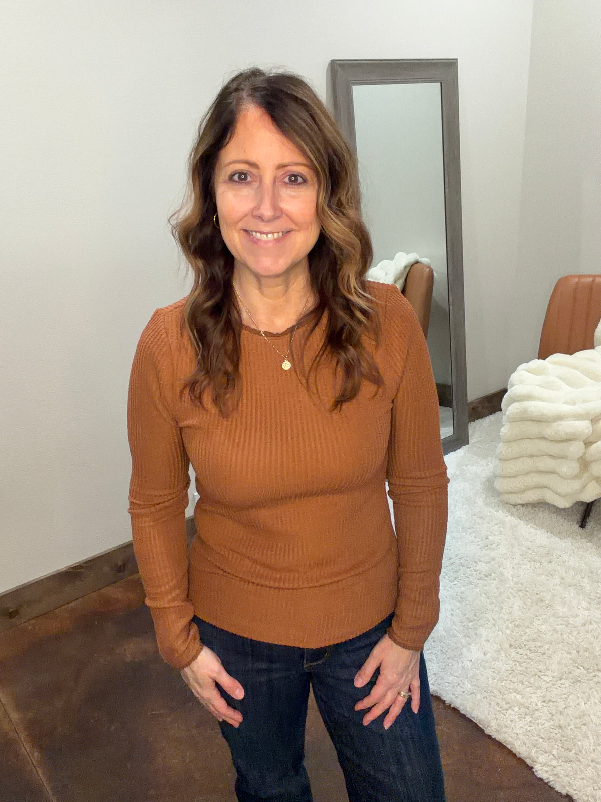 Texture Lace Trimmed Top