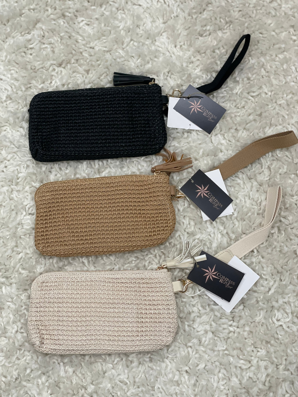 Raffia Clutch Card Wallet Wristlet