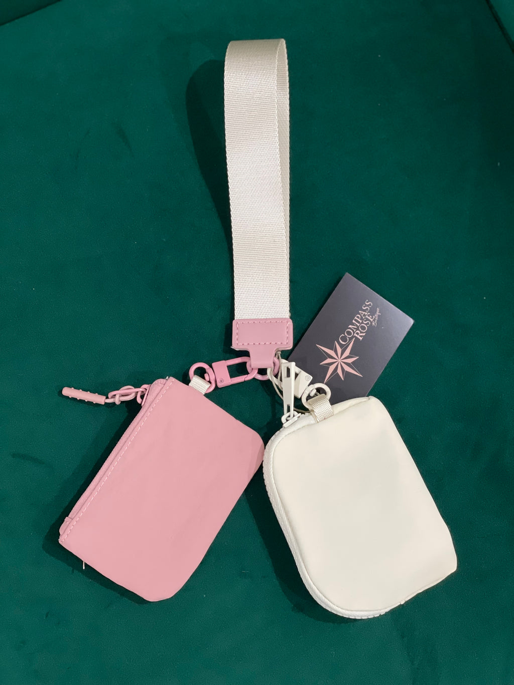 Dual Pouch Wristlet Keychain Wallet