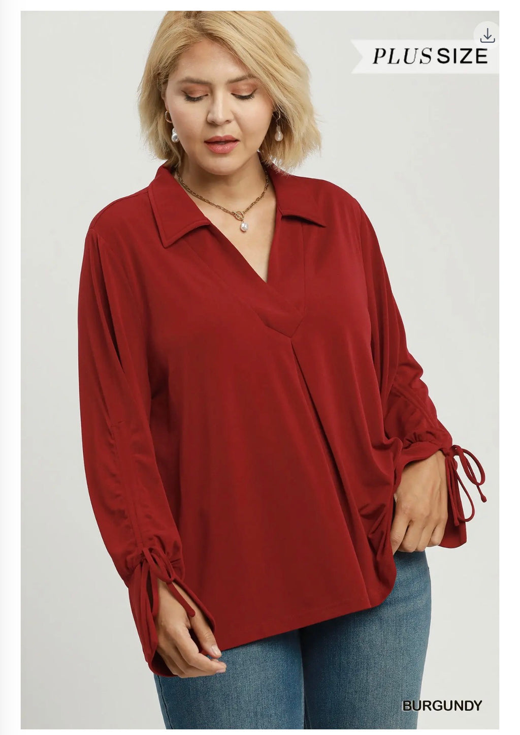 Tie Cuff Sleeve Blouse