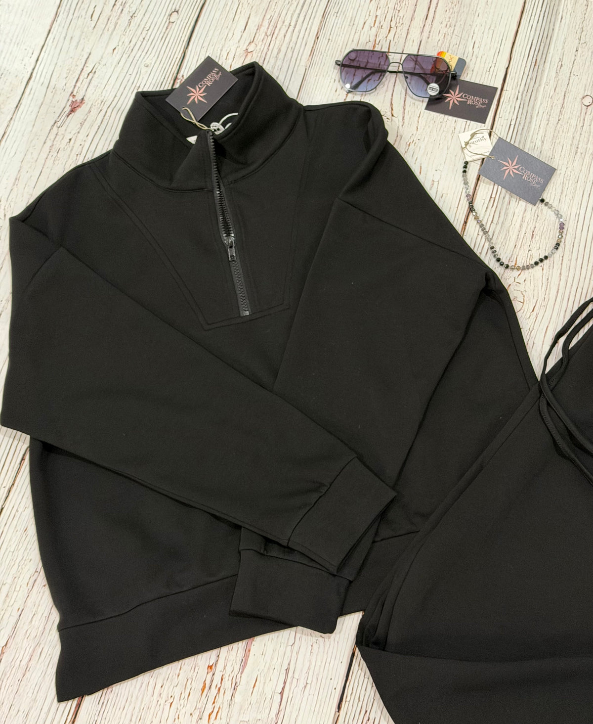 Half Zip Pullover & Wide Leg Pants Set