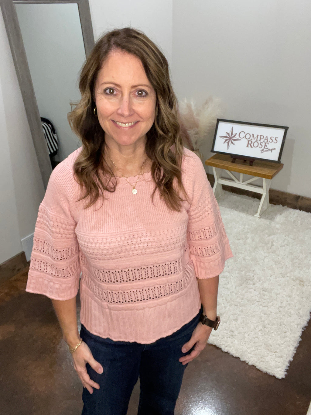 3/4 Sleeve Crochet Sweater