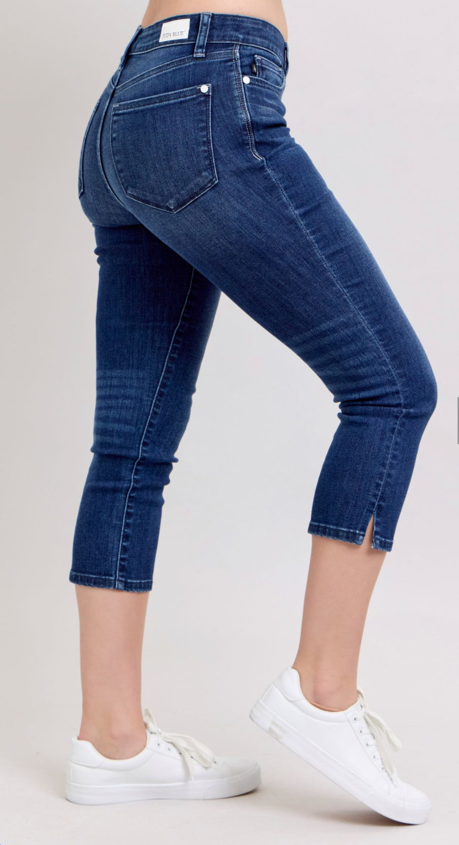 Judy Blue Super Dark Wash Capri with Side Slit
