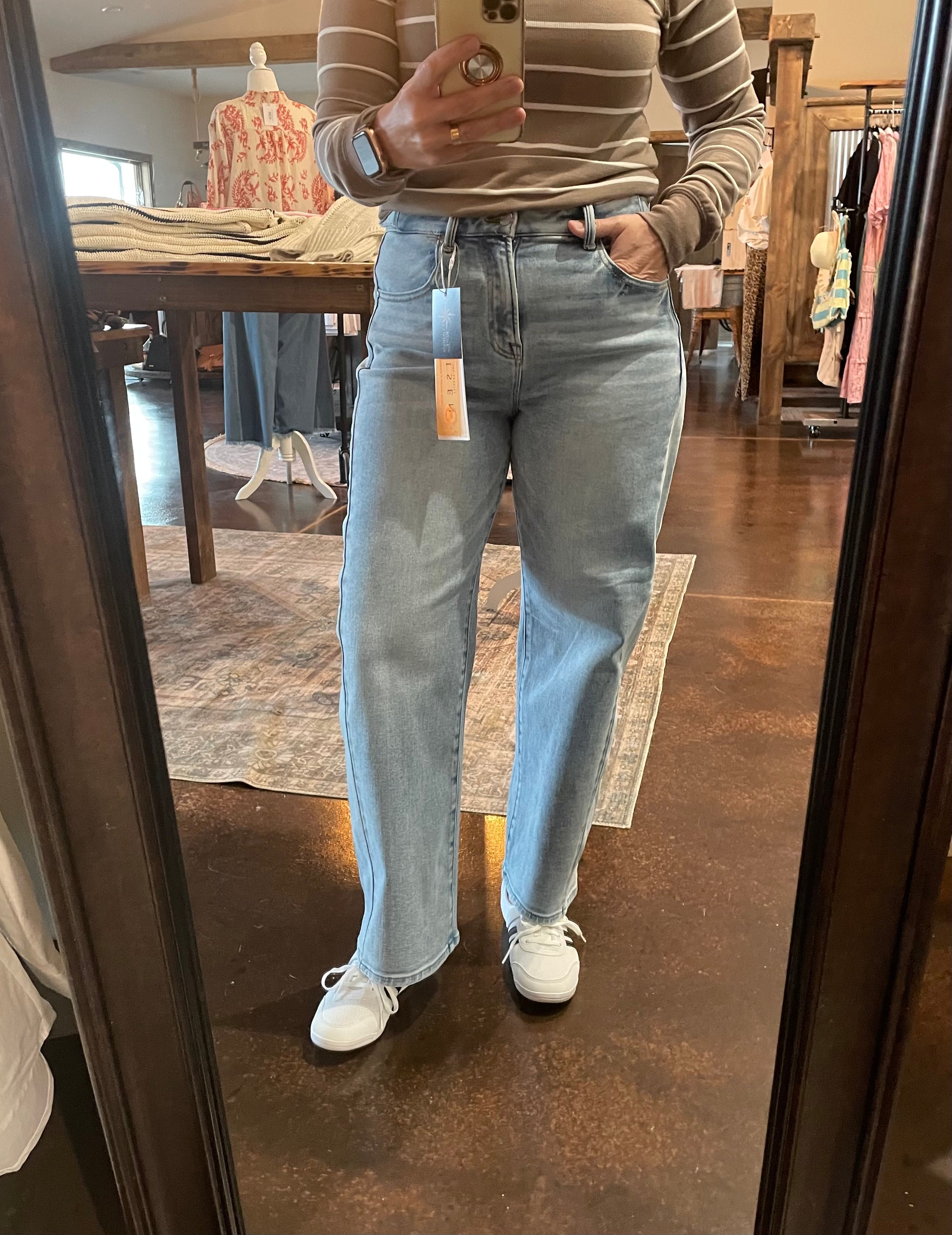 Risen High Rise Crop Length Barrel Jeans