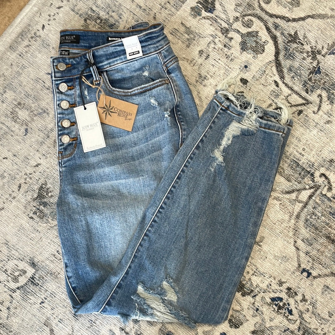 Judy Blue High Waisted Distressed Boyfriend Fit