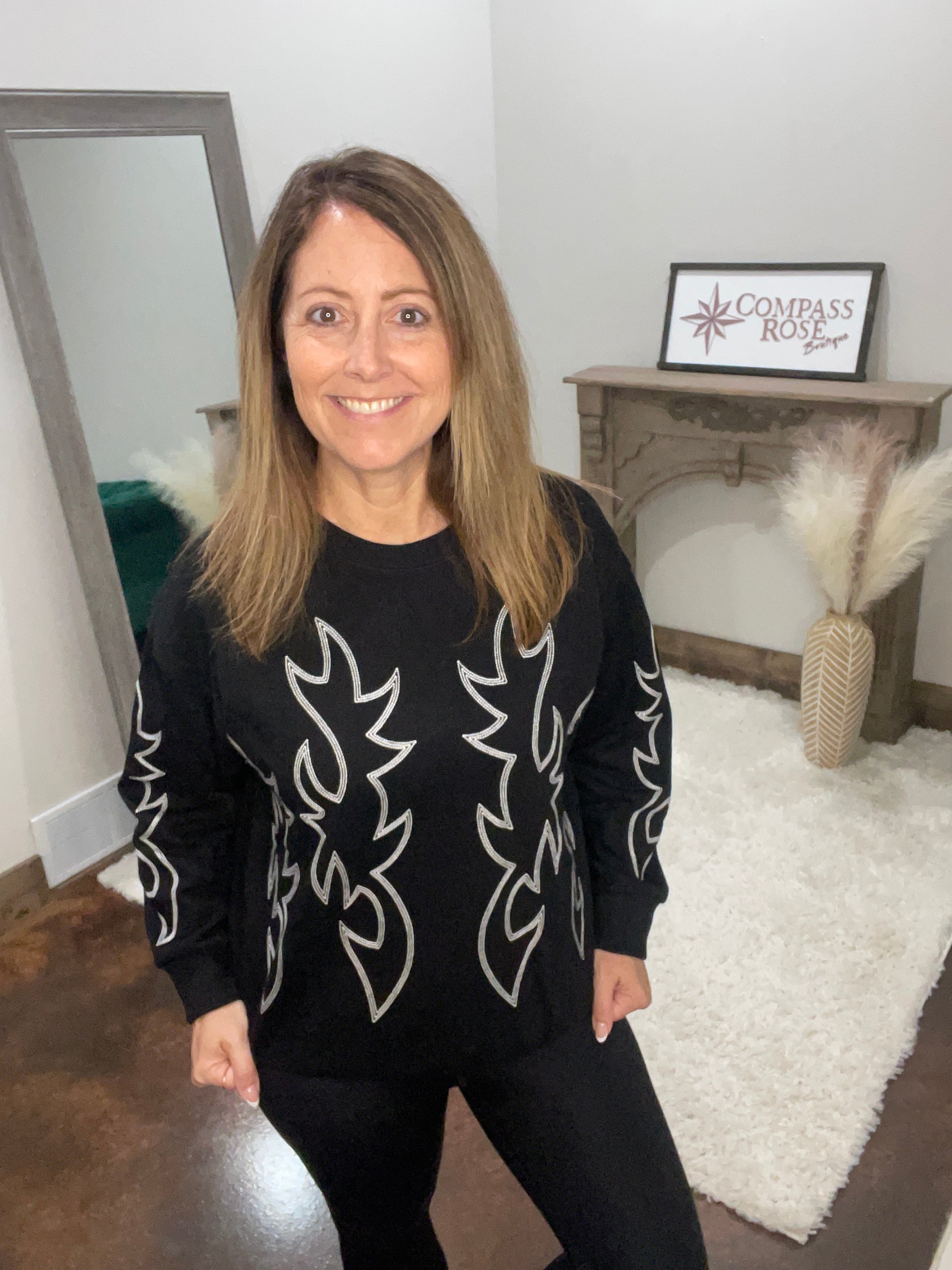 Western Boots Stitch Sweatshirt