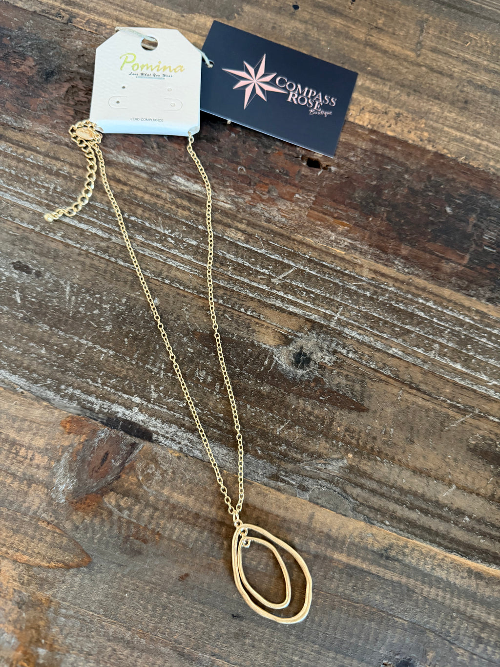 Double Oval Pendant Necklace