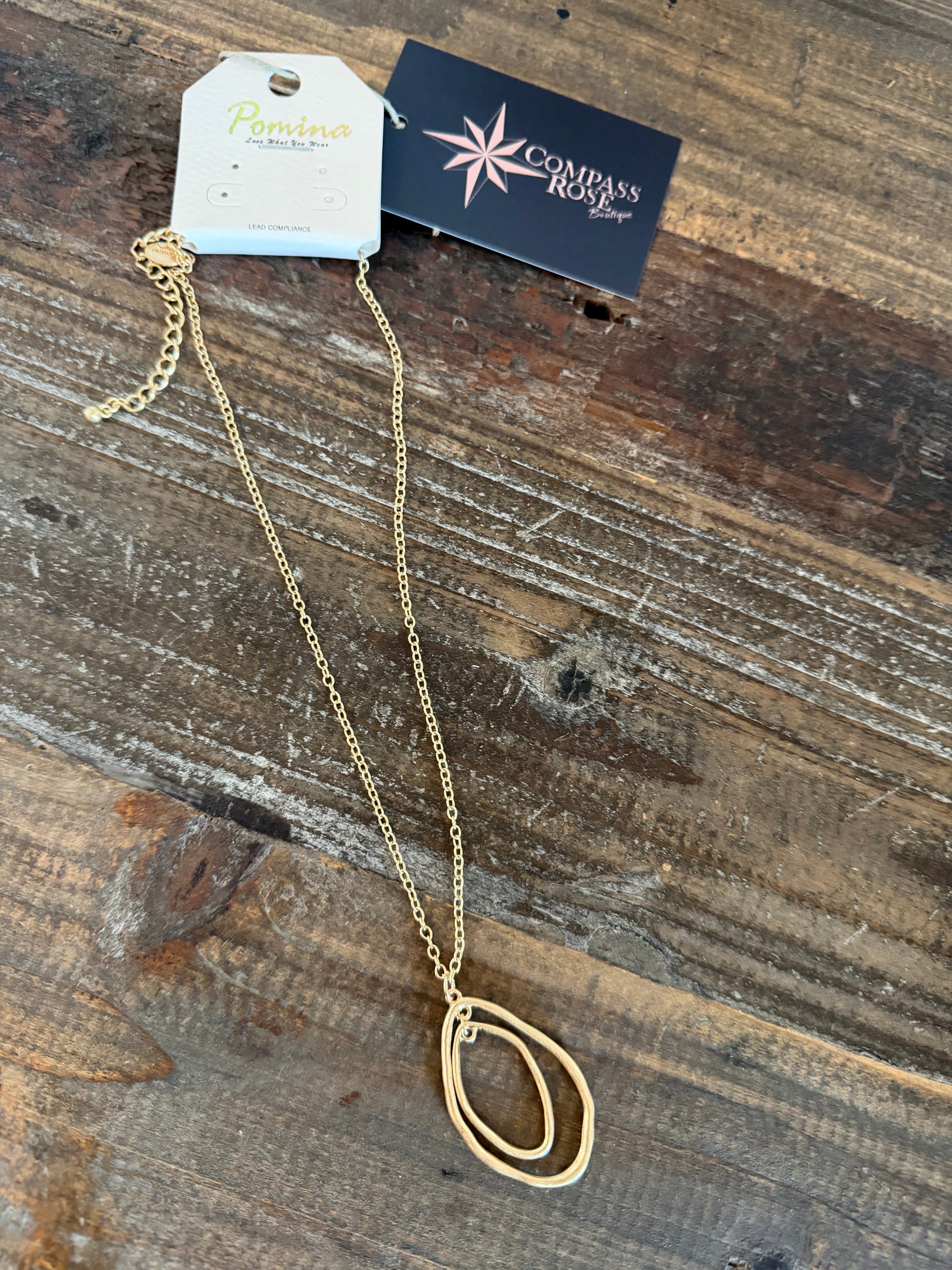 Double Oval Pendant Necklace