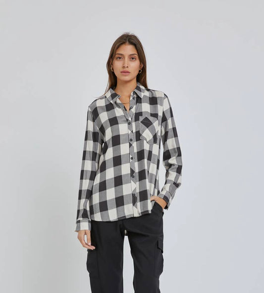Gingham Pattern Flannel Shirt