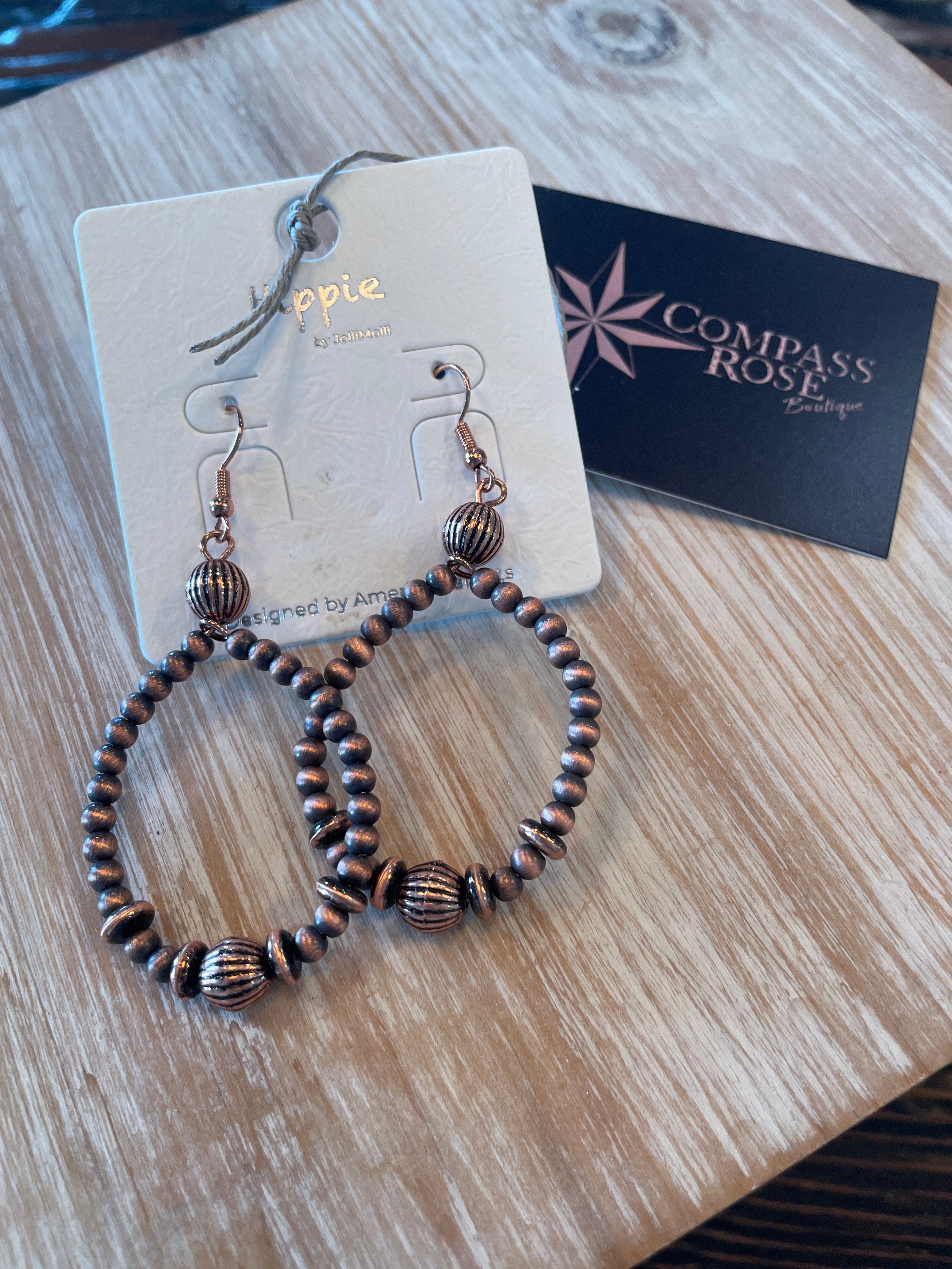 Bronze Bead Dangle Earrings