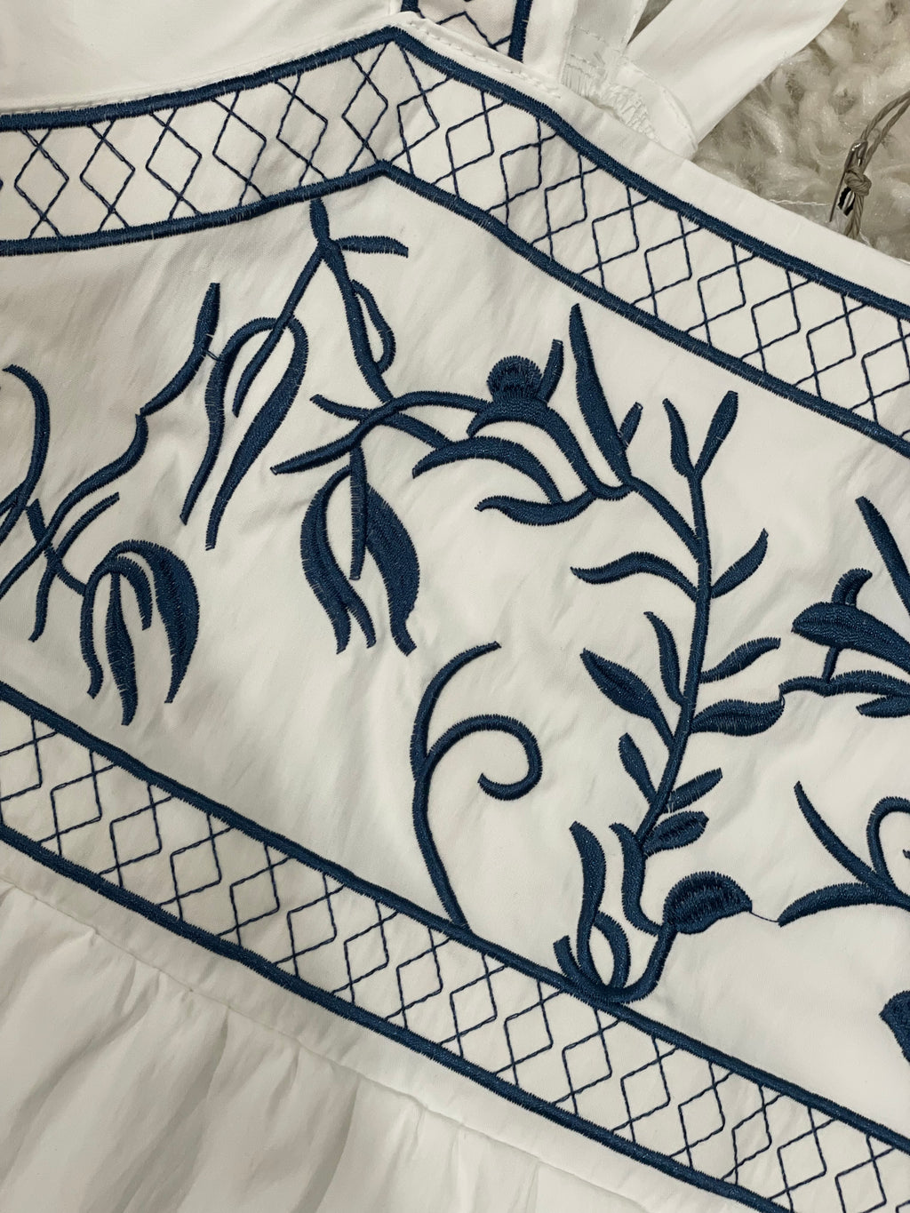 Embroidered Tie-Back Blouse