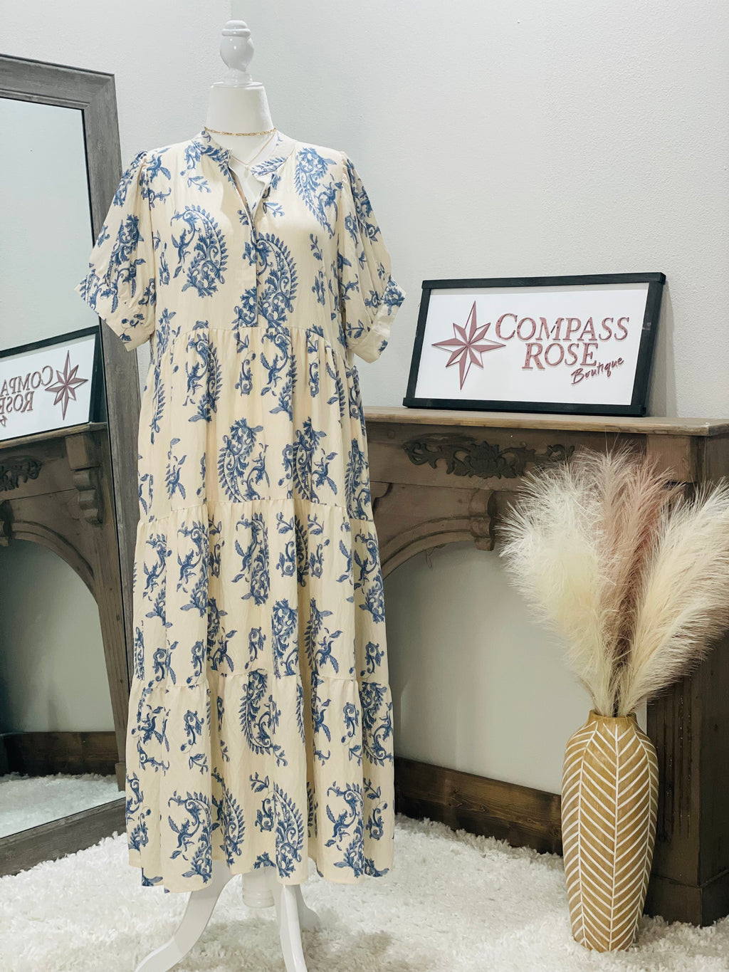 Tiered Textured Midi Dress