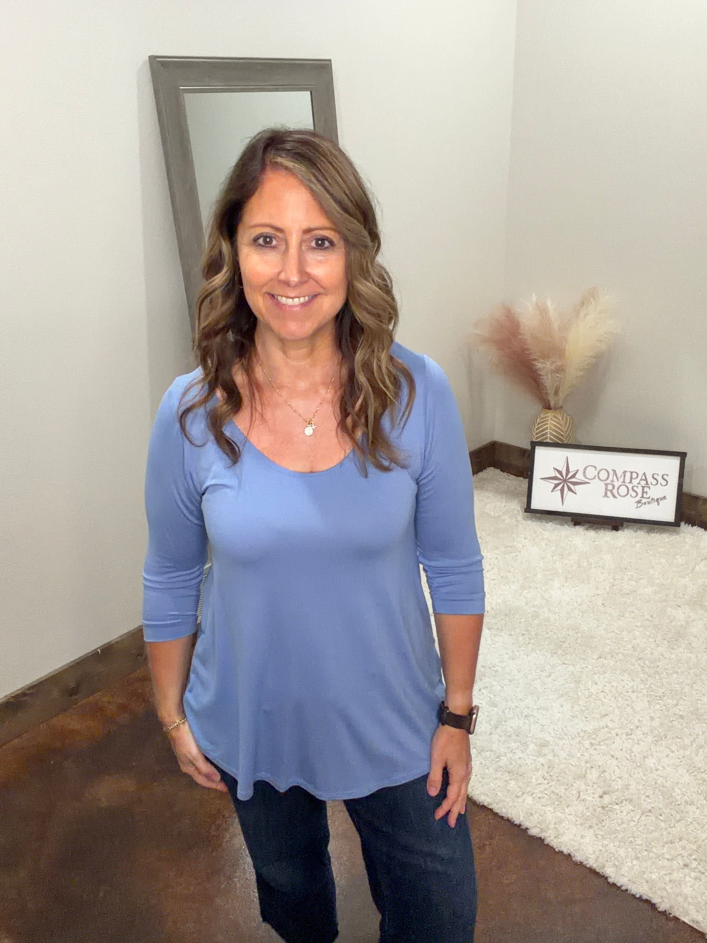 Basic 3/4 Sleeve Knit Top