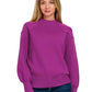 Viscose Mock Neck Exposed Seam Sweater