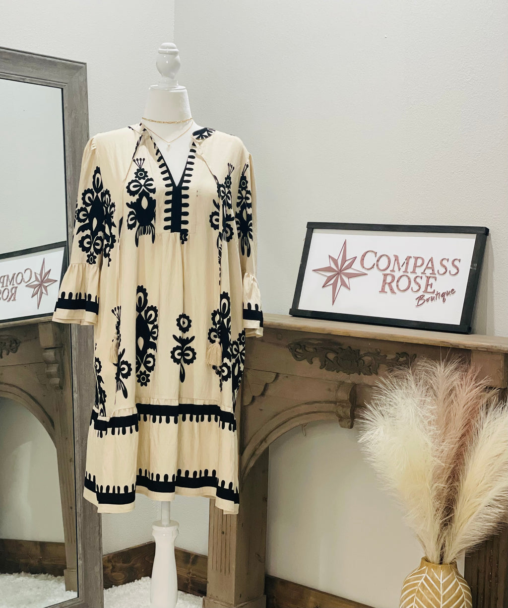 Two Tone Boarder Print Mini Dress