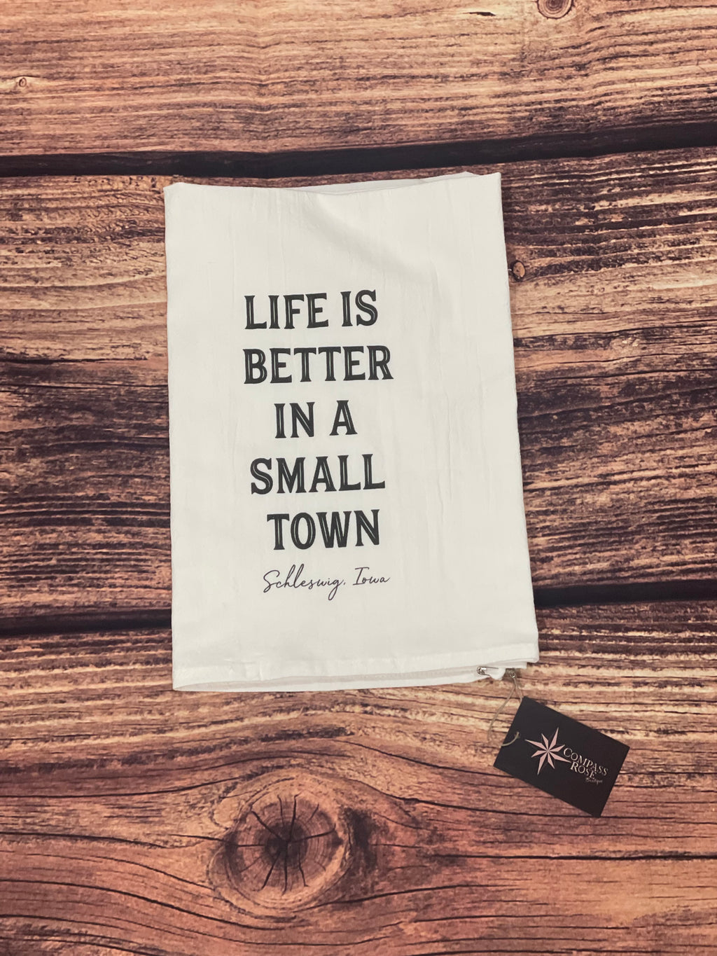 Life is Better Small Town Cotton Tea Towel