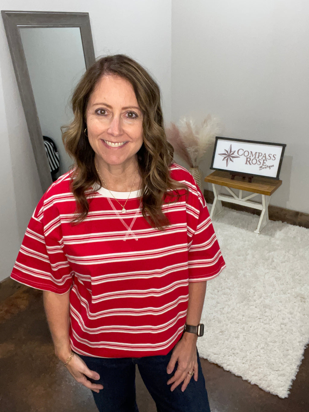 Americana Striped Oversized Tee