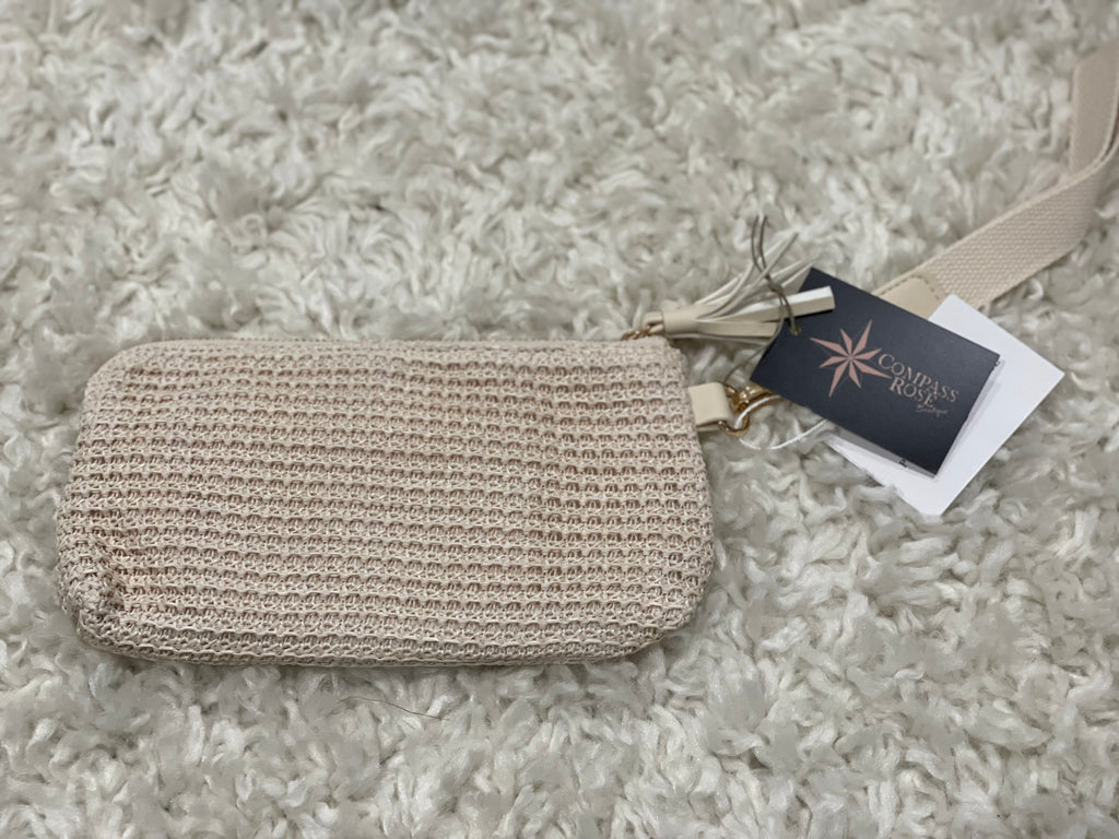 Raffia Clutch Card Wallet Wristlet