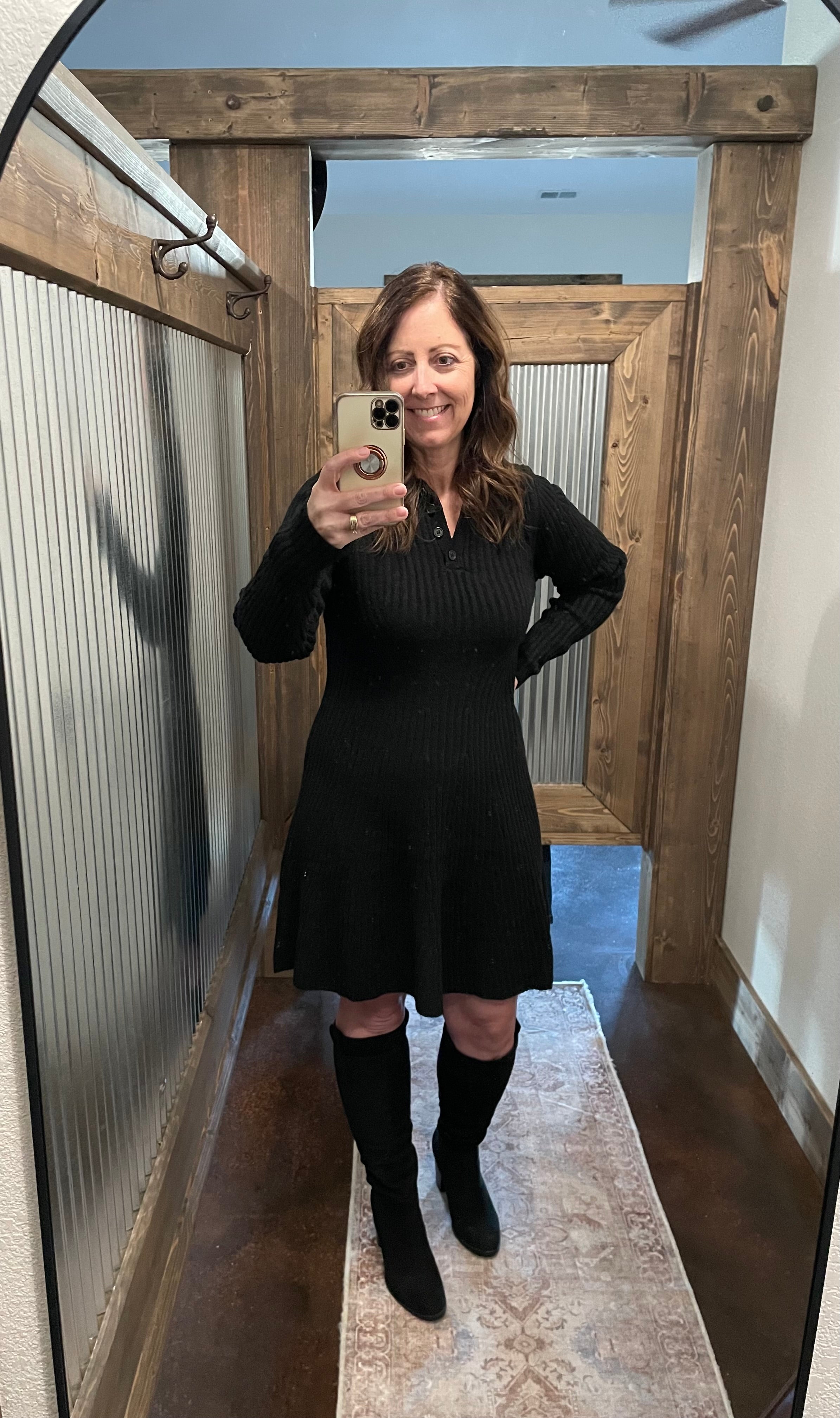 Ribbed Sweater Flared Mini Dress