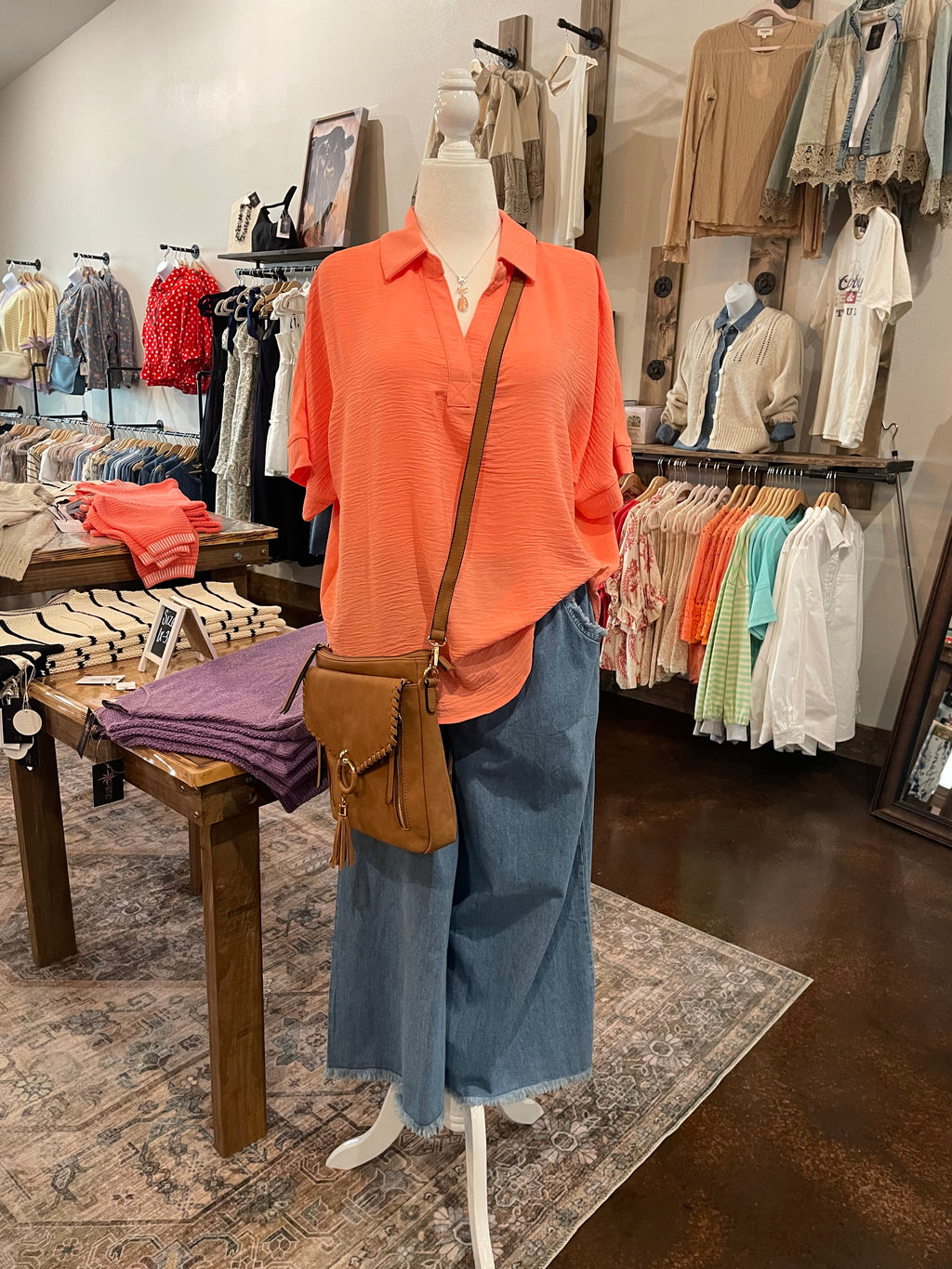 Woven Airflow Collared V-Neck Top