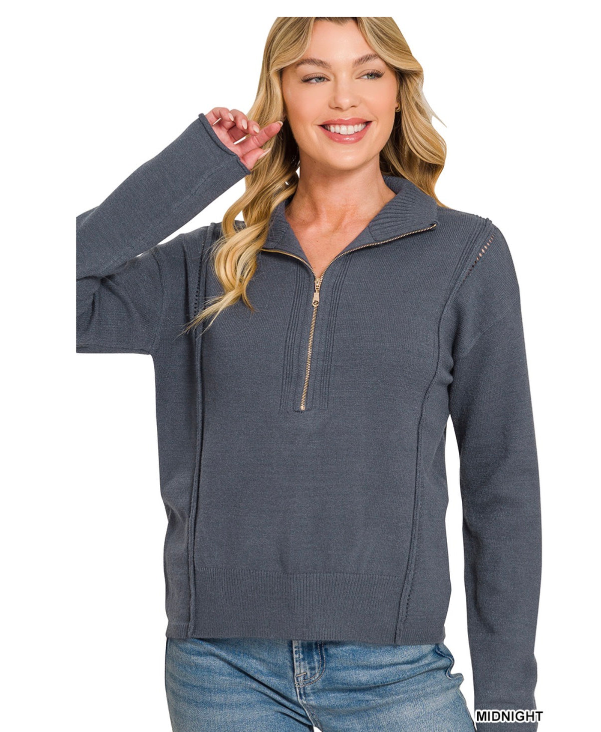 Viscose Half Zip Sweater