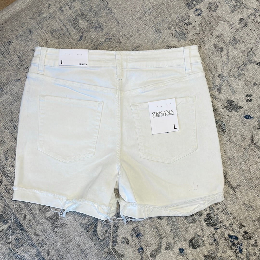 Zenana White Jean Shorts