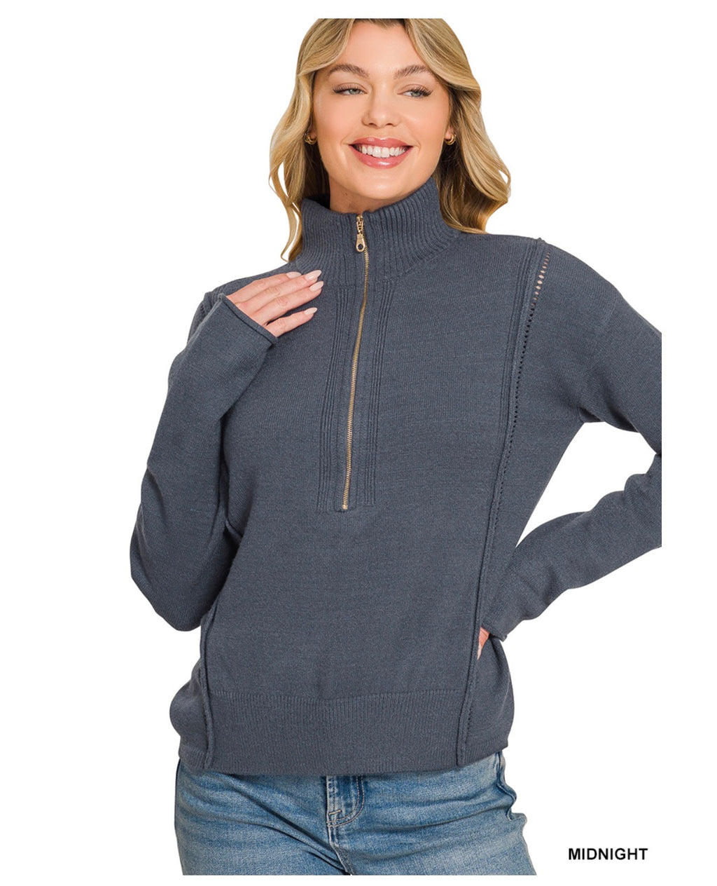 Viscose Half Zip Sweater
