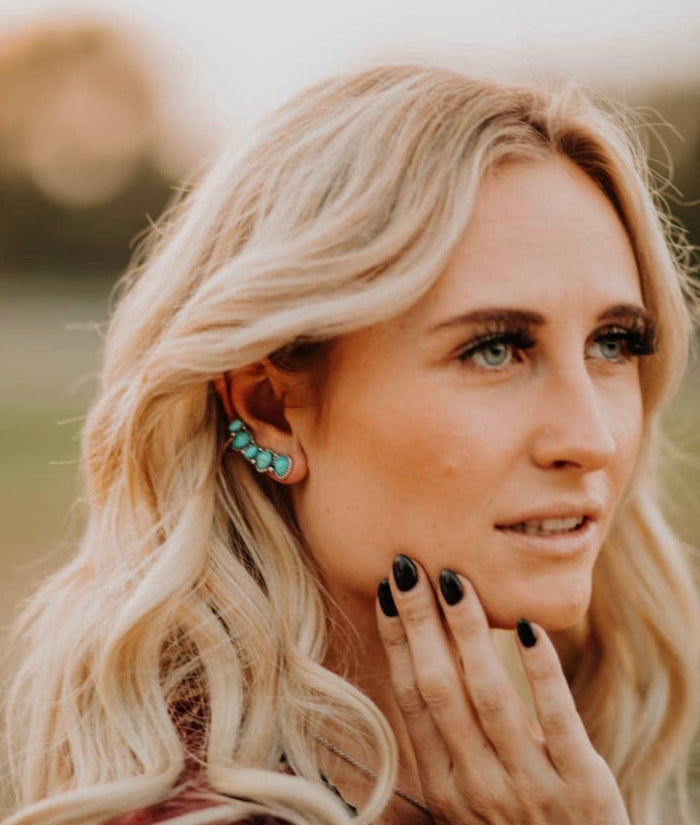 Turquoise Ear Climber Earring Set