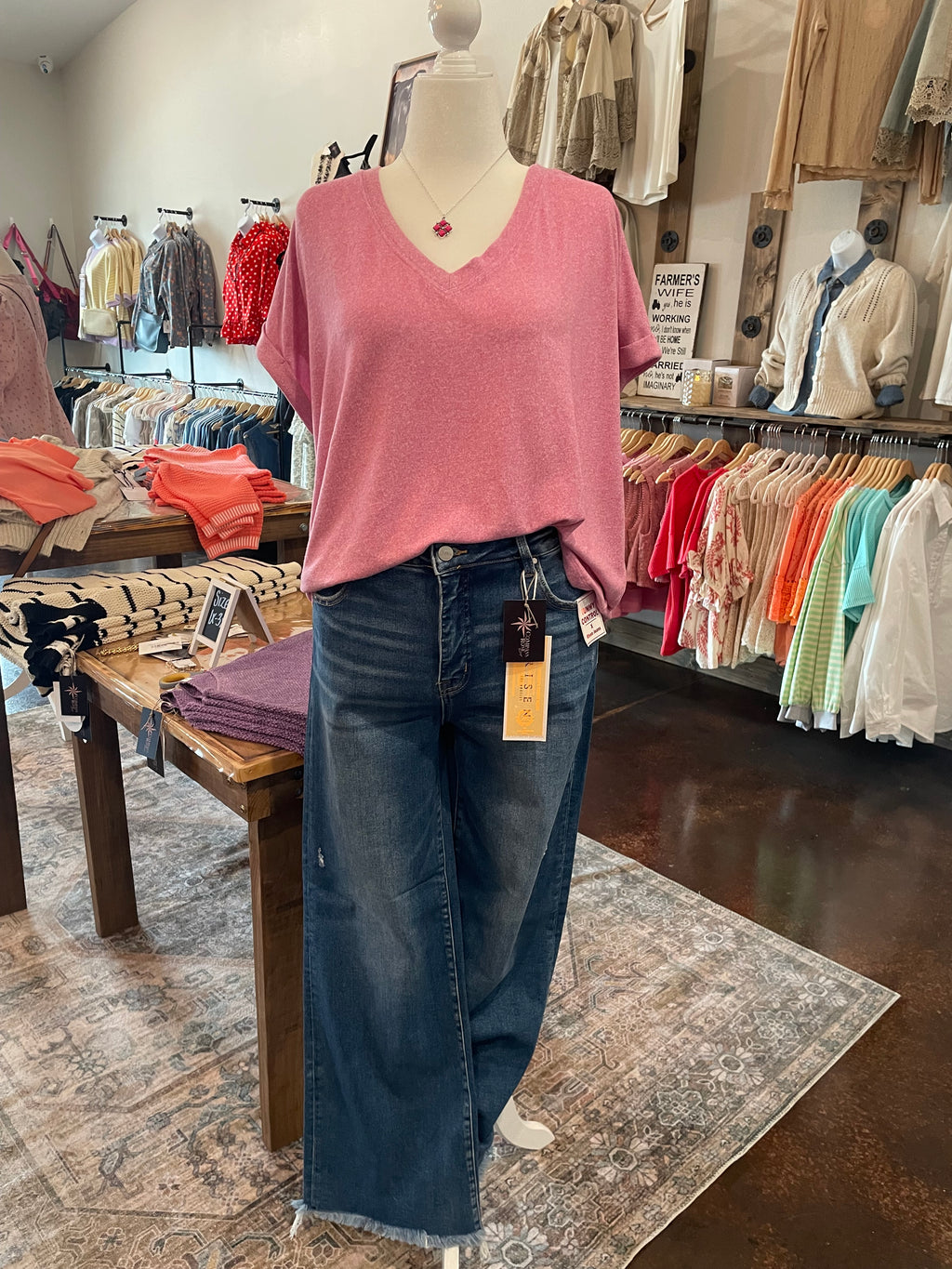 Soft Melange Hacci V-Neck Tee